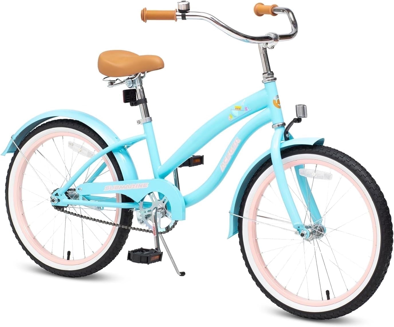 ACEGER 20 Inch Beach Cruiser Bike for Girls Ages 9-13, Pink