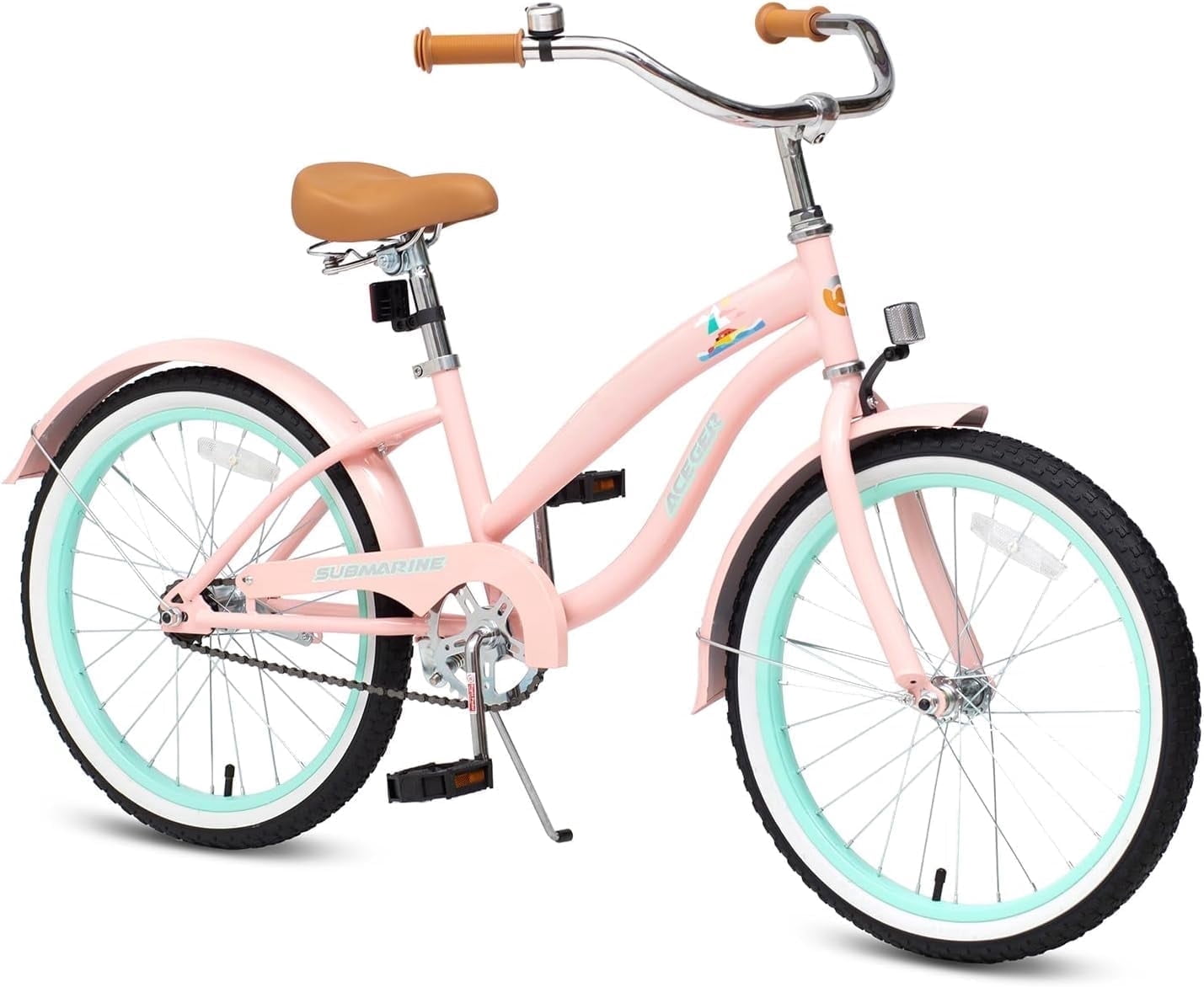 ACEGER 20 Inch Beach Cruiser Bike for Girls Ages 9-13, Pink