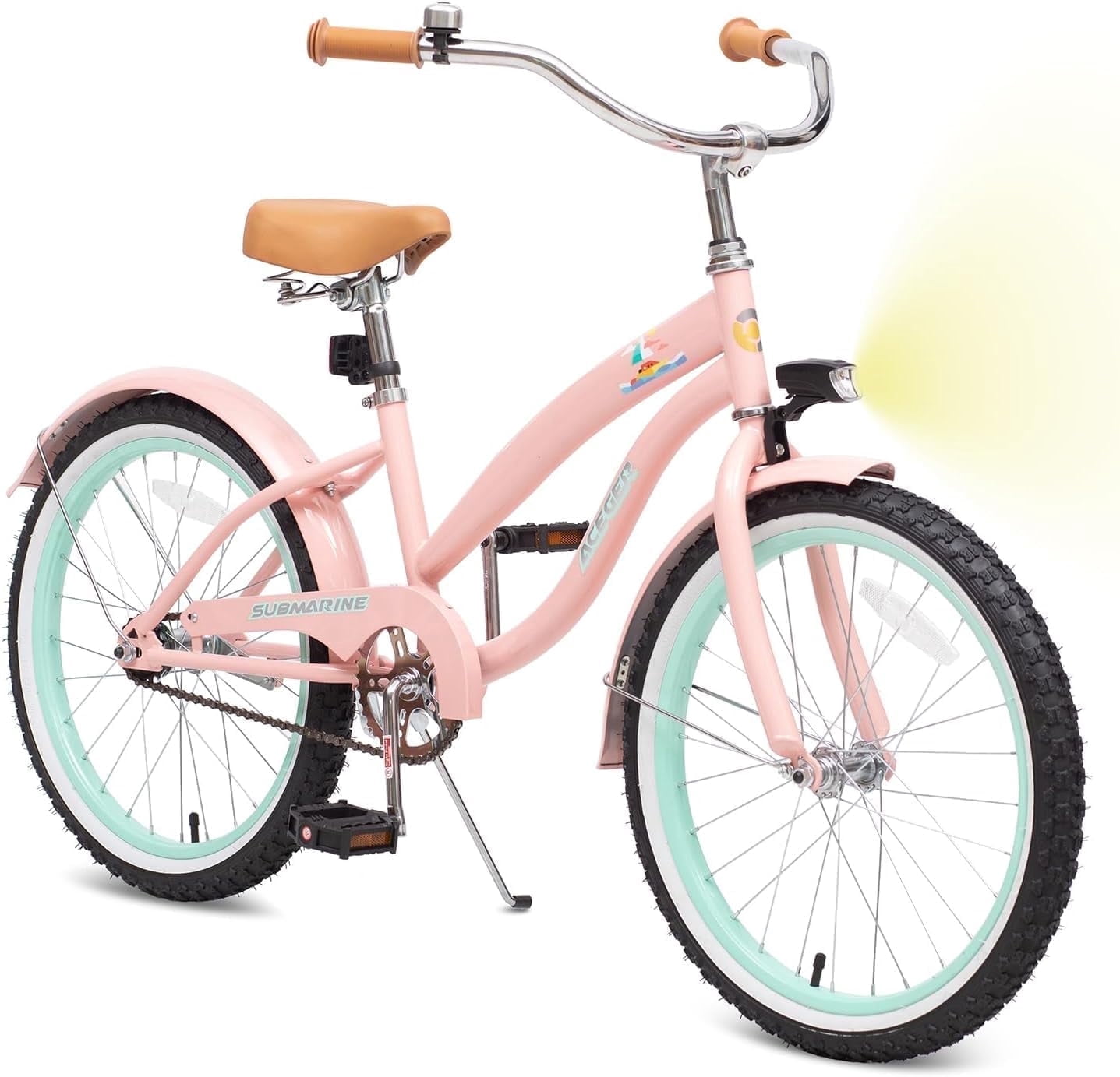 ACEGER 20 Inch Beach Cruiser Bike for Girls Ages 9-13, Pink