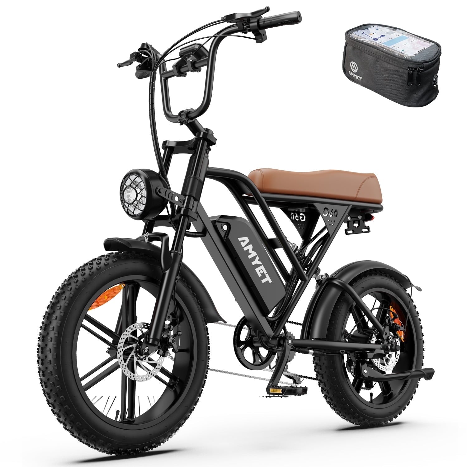 AMYET G60 Electric Bike for Adults, 1000W Peak 1500W, 48V 20Ah, 20x4 Fat Tire E Mountain Bike, UL2849