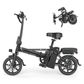 Electric Bike Black 500W 48V 15.6Ah , 14' Mini Ebike for City Commuter, Folding Electric Bicycle for Adult with Two Seats UL2849
