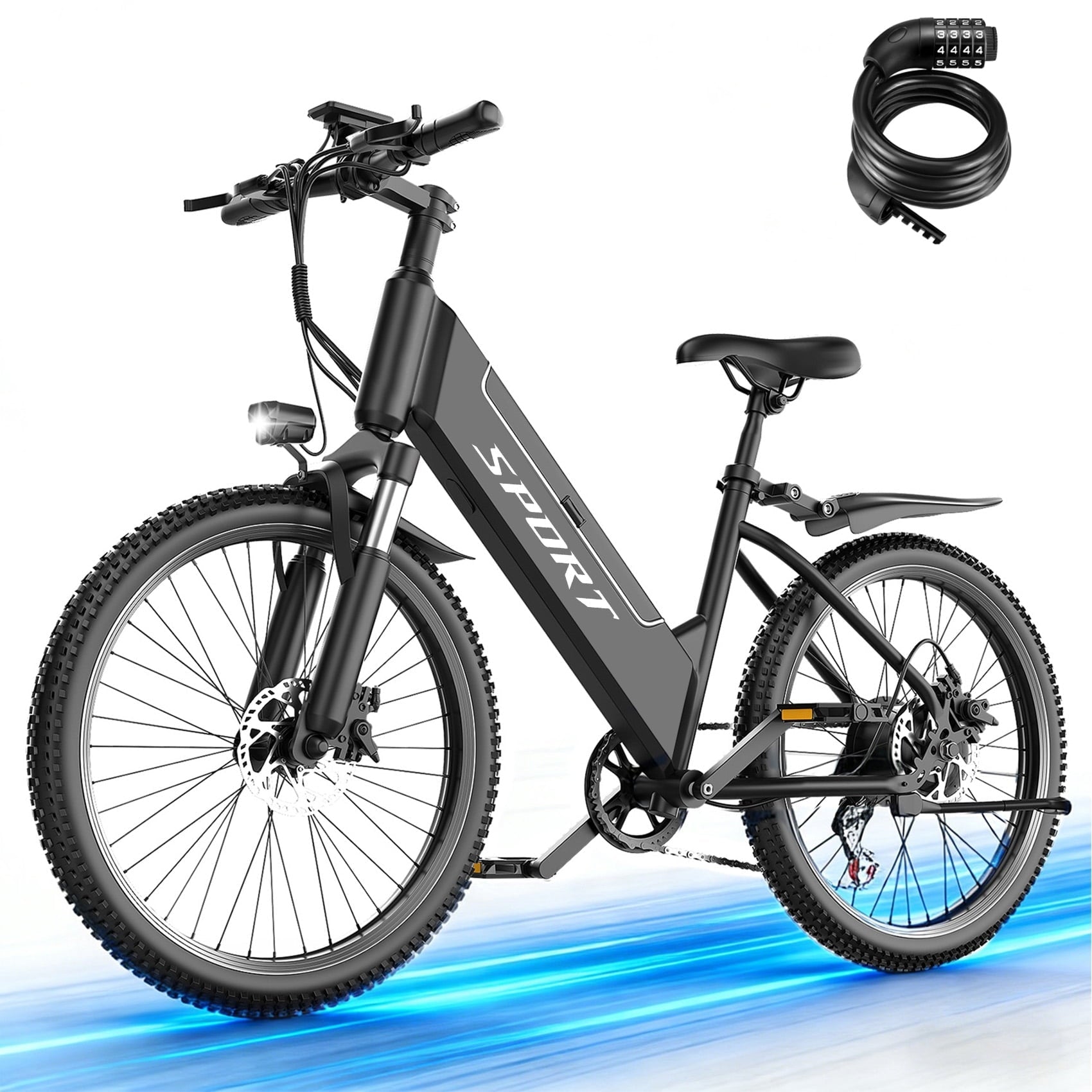 AZHAR G29 Electric Bike for Adults, 26 E-Mountain Bicycle,750W,Peak 1200W Motor 48V 10.4Ah Ebike UL2849