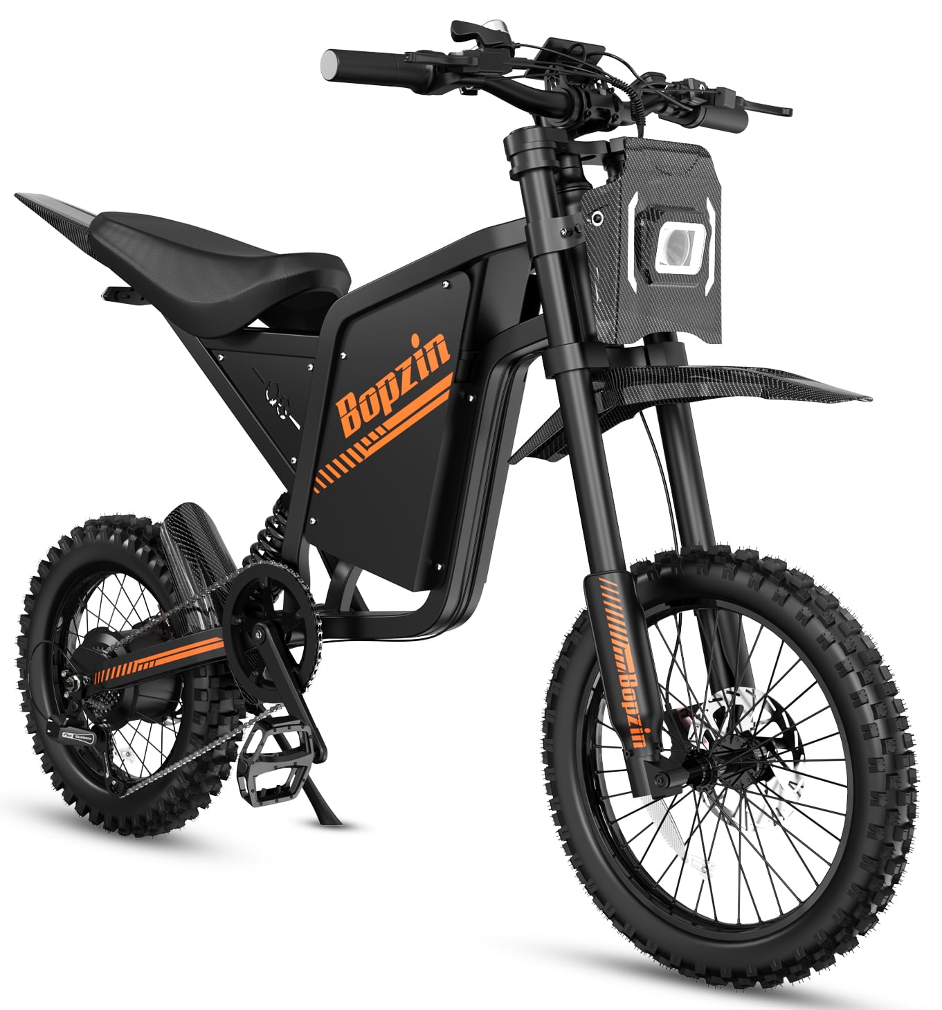 Bopzin Electric Dirt Bike for Adults, Smart App Anti-Theft, 60V 25Ah Up to 100 Miles, 3000W 20x3.0 Fat Tire Electric Bike UL2849
