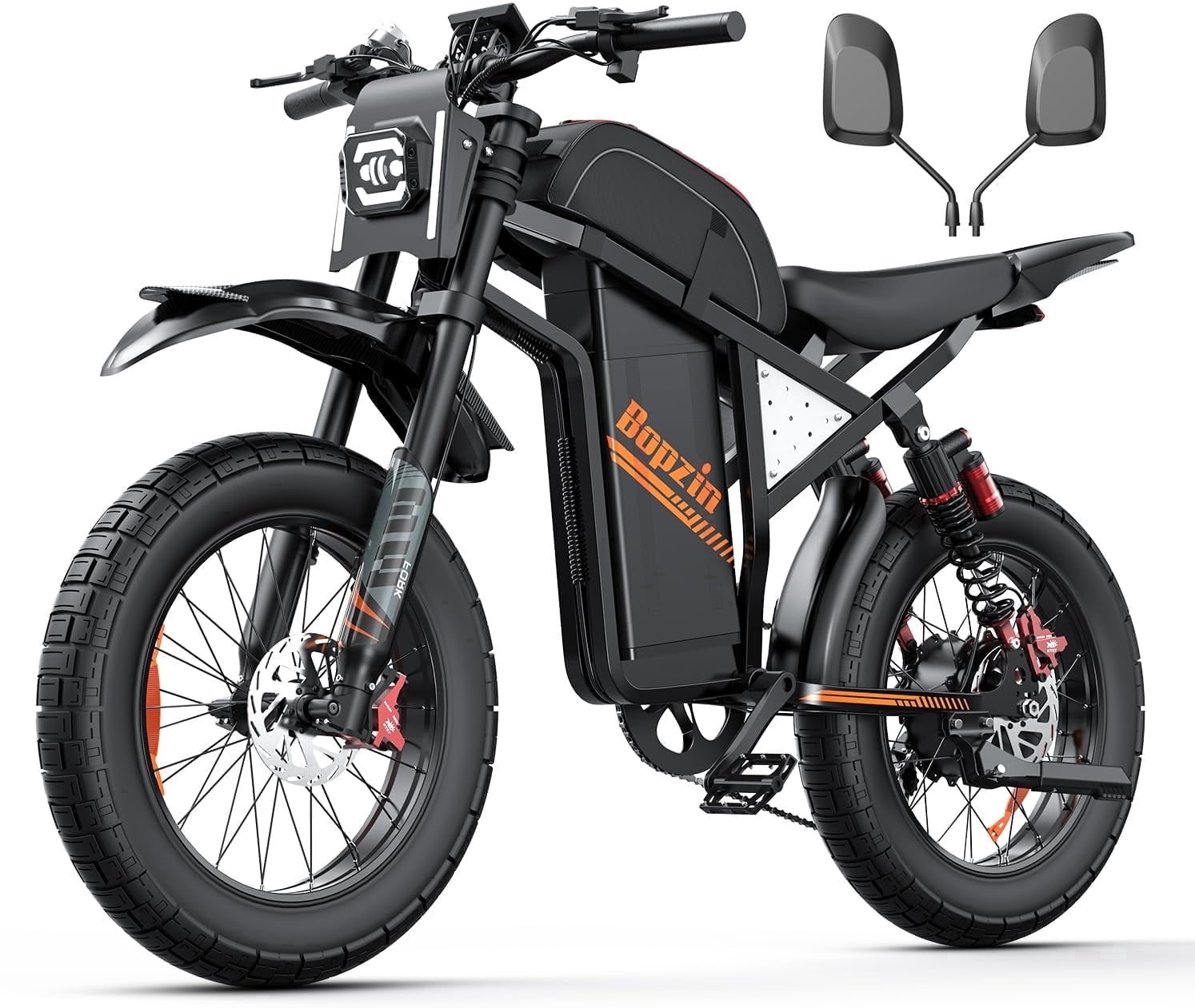 3000W Off-Road Electric Motorcycle, 60 Miles Long Range, 48V 30Ah Battery, 14 Fat Tire Trail Bike for Teens UL2849 Certified