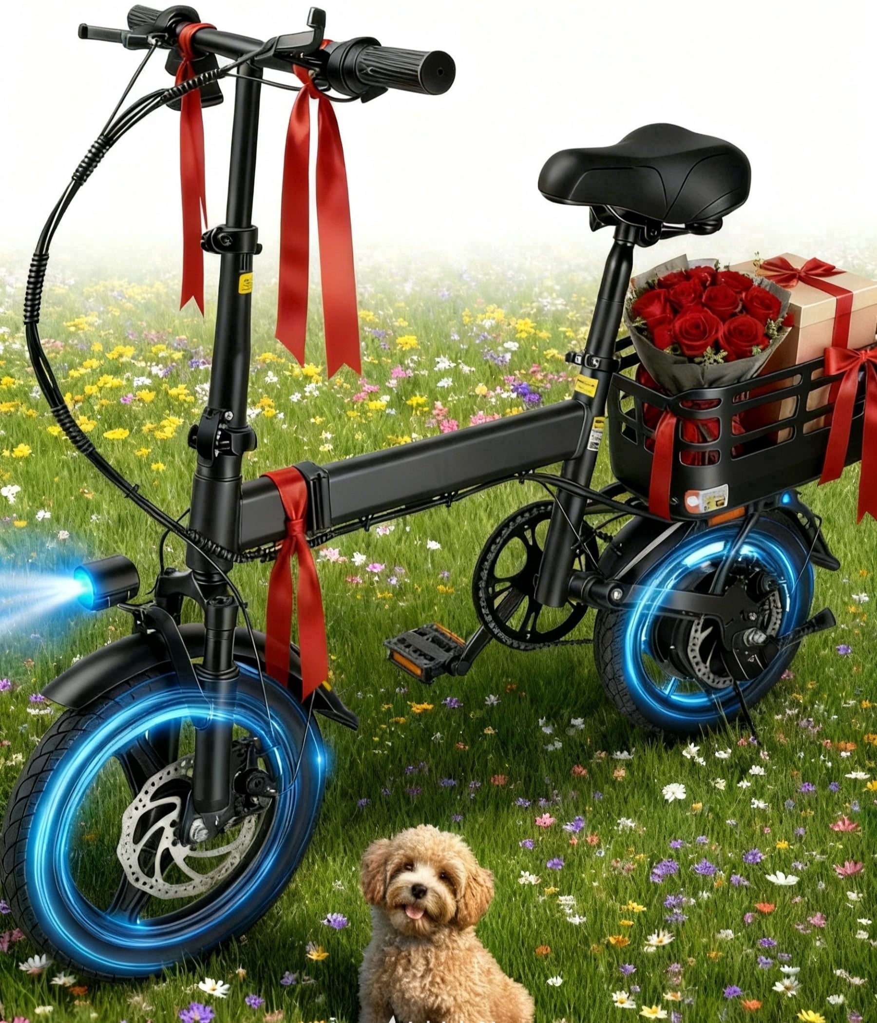 BroPath Electric Bike for Adults, Ebike, Electric Bicycle with 576WH Removable Battery,14 Folding Ebike, 21MPH,20+ Miles(MAX),500W High Motor,Multi-Shock Absorption,Commuting Mini E Bikes,UL2849