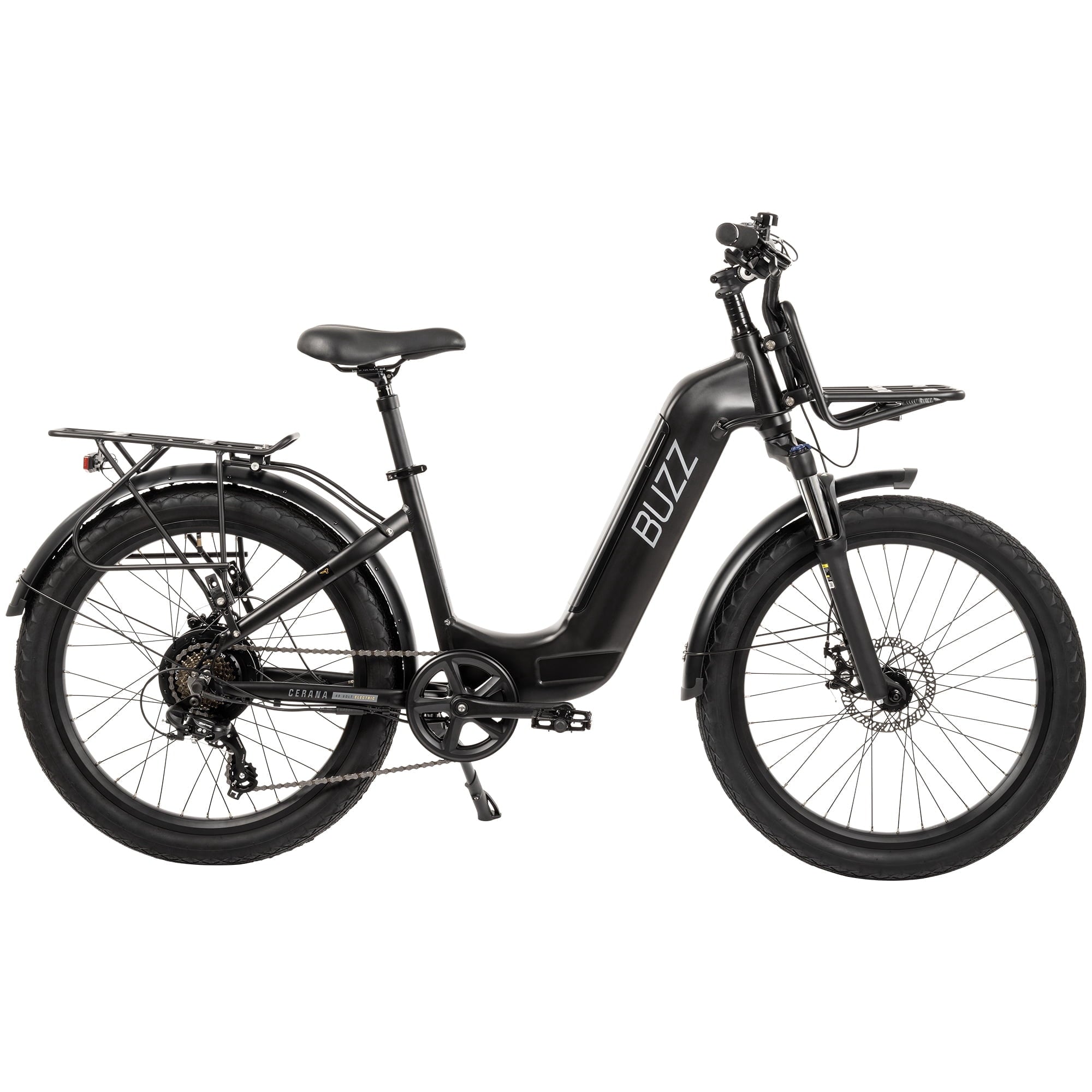Buzz 24 Cerana 2 48V Electric Bike, Fits Riders 60+, Matte Black, Adult, Unisex