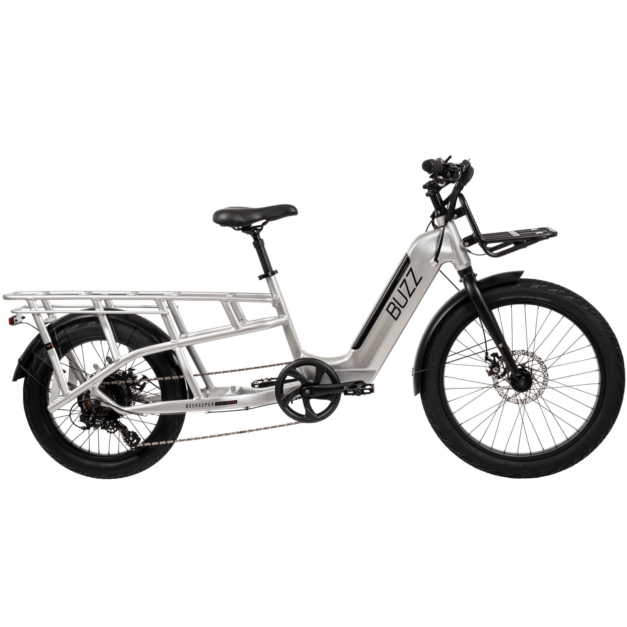 Buzz 24 Beekeeper 48V Electric Cargo Bike, Fits Riders 60+, Silver, Adult, Unisex