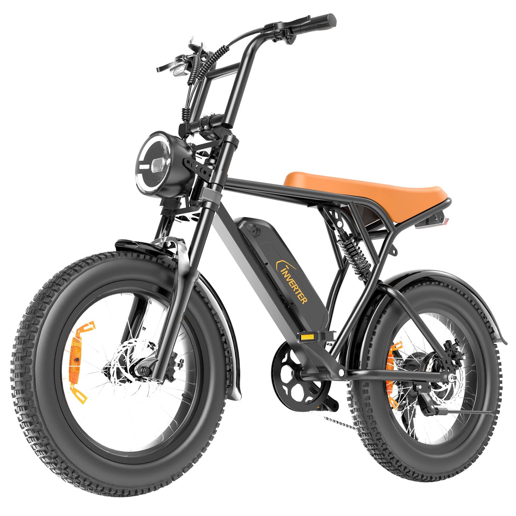 C INVERTER 20 x 4 Fat Tire Electric Bike for Adults, Peak 1100W Motor Retro Ebike Mountain Bike, 48V 14.5 Ah Removable Battery, Max Speed 28 Mph Electric Bicycle Snow Bike