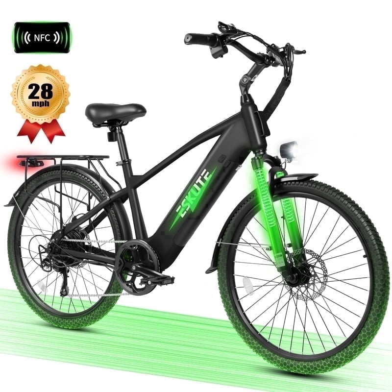 ESKUTE C200 70-Mile Electric Bike for Adults with 840Wh Removable Battery, 1300W Peak Power Ebike, Up to 28MPH Speed, 26 Tires, 7-Speed Adjustable Stem Step-Over E-Bicycle,Orange, UL2849
