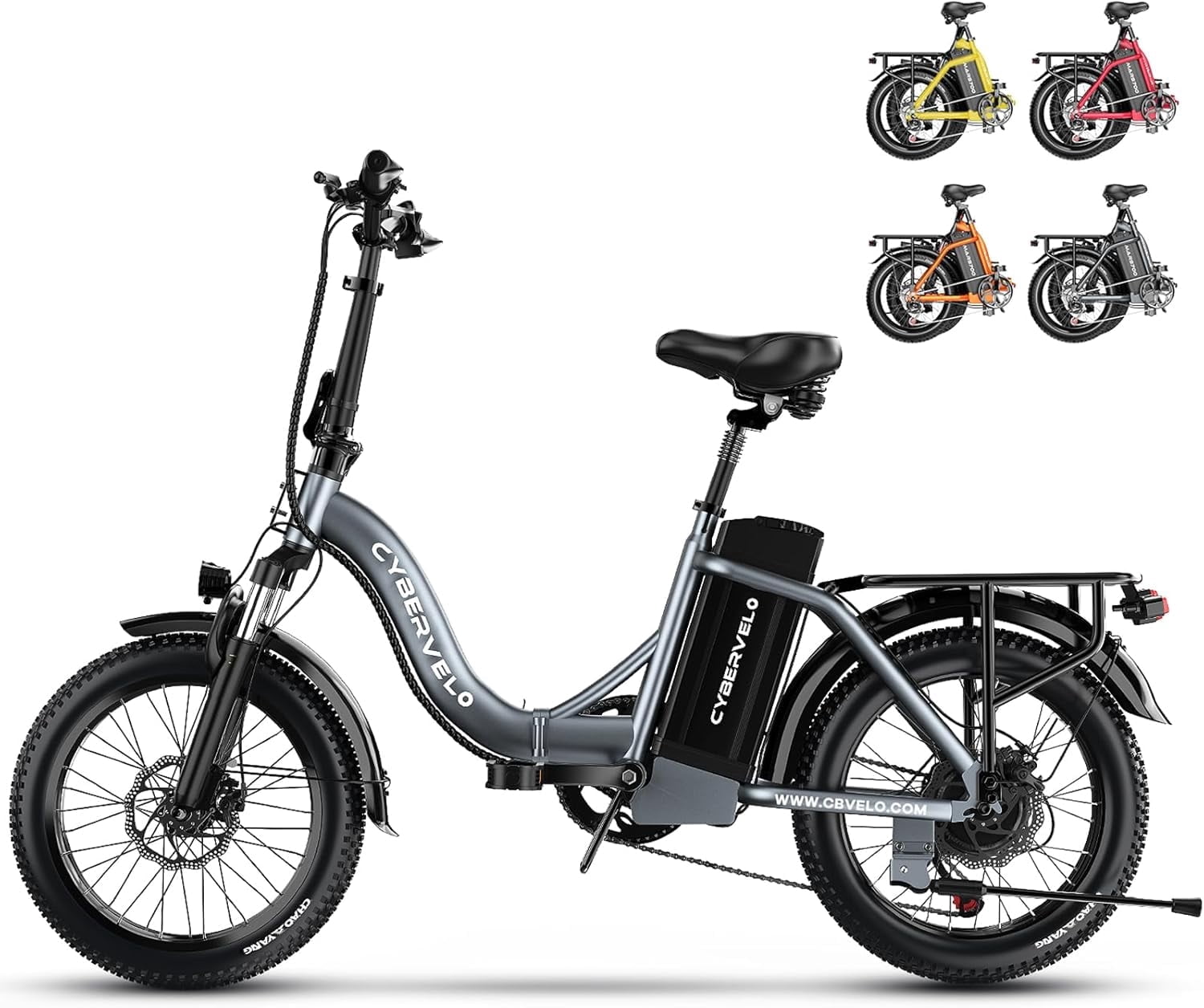 Cbvelo 1000W Folding Electric Bike, 48V 20.8AH Removable Battery, 30+MPH, 80 Miles Max Range, 20 Fat Tire for Adults, Older Teen Commuter