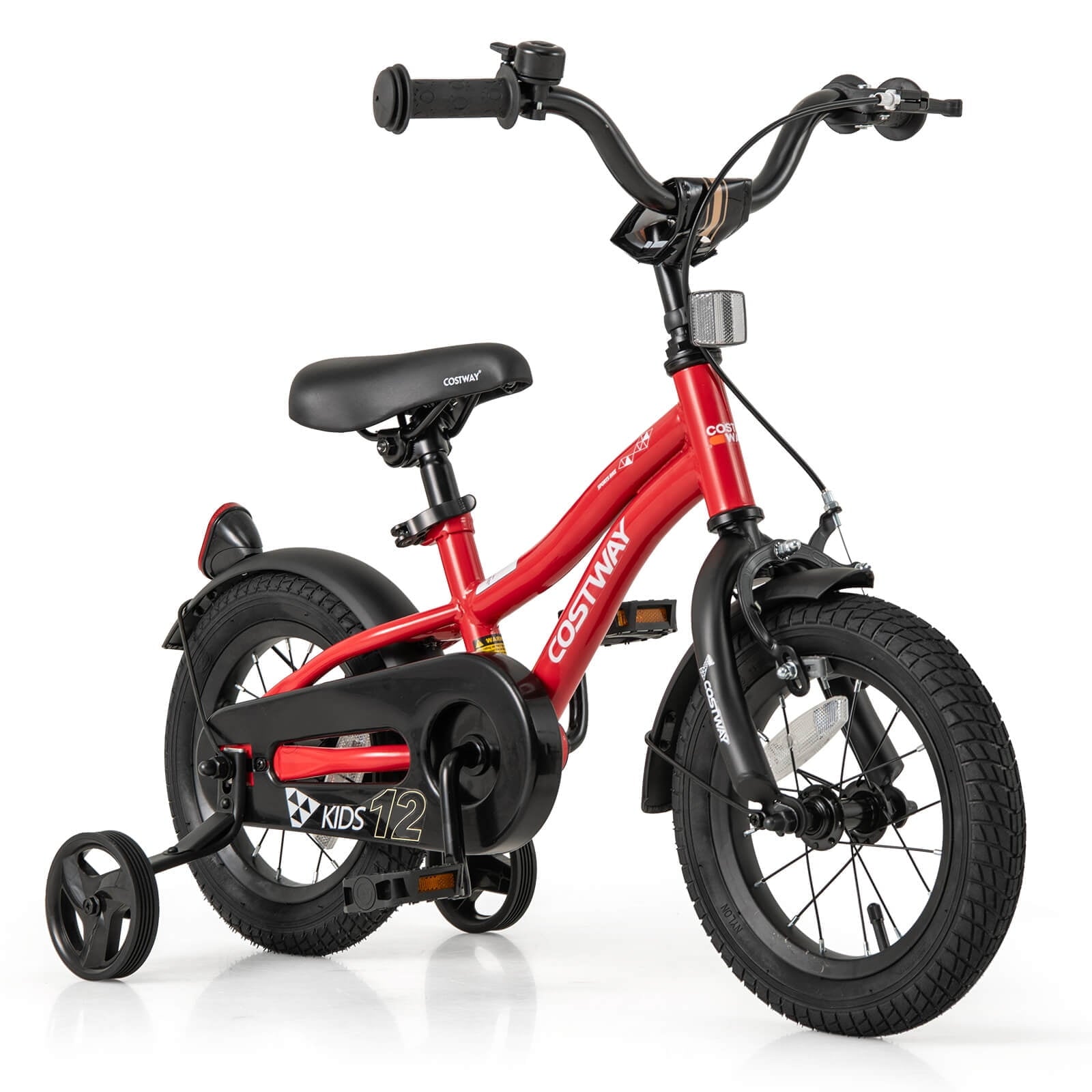 Costway 12 Kids Bike for 3-4 Years Old Boys & Girls with Adjustable Seat Handbrake Reflectors Blue