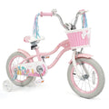 Costway 14 Kids Bike with Training Wheels Hand Coaster Brakes Adjustable Seat Handlebar Pink