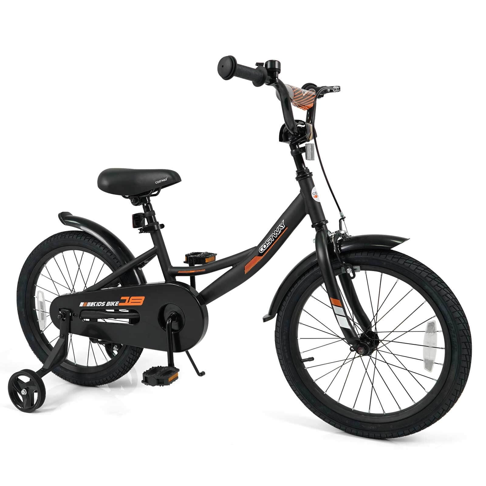 Costway 18 Inch Kids Bike with Training Wheels Dual Brakes Adjustable Seat Handlebar Height