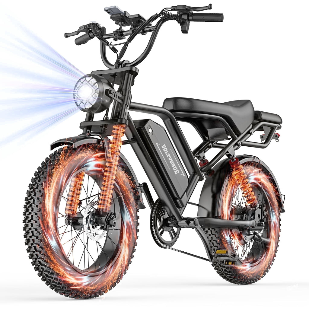 VOLTVOGUE VV-20 Adult Electric Bike, 1500W Brushless Motor, 20 Fat Tire 48V 20Ah Ebike, 31MPH Top Speed Dual Suspension