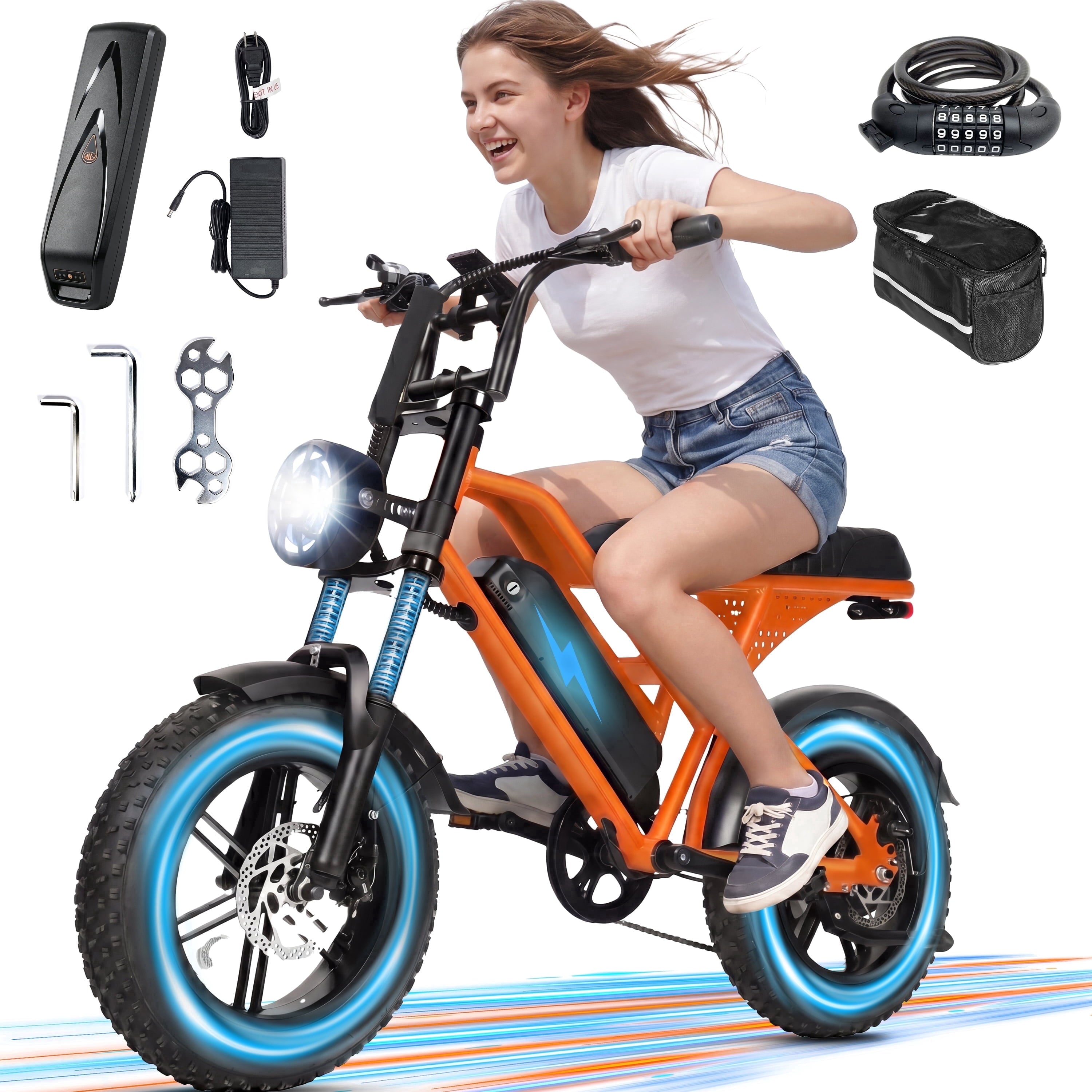 ESKUTE V100 Electric Bike for Teens Adults Students, 750W 28 Mph 48V 13 Ah,16x4.0 Fat Tire E Bicycle, 7-Speed Dual Suspension Mountain EBike Black, UL2849
