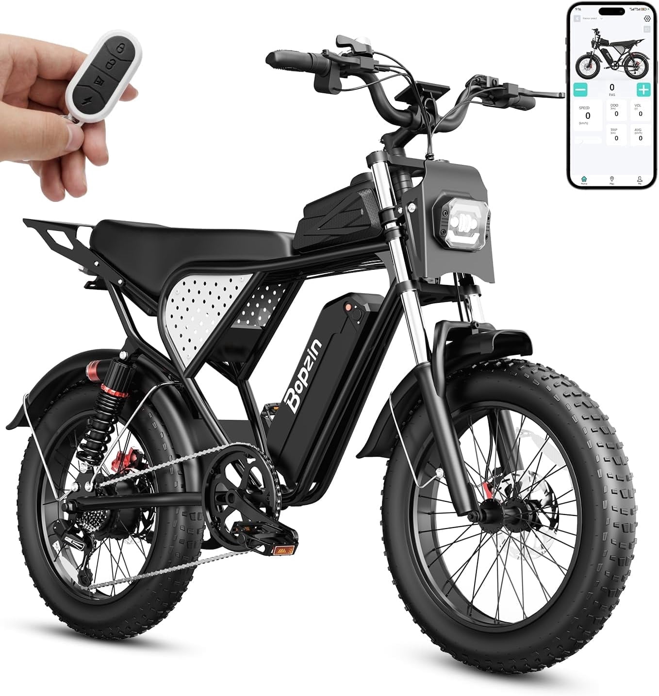 Peak 1500W Electric Bike for Adults,48V 20Ah,Max 80miles & 28mph Electric Bicycle, 20 Fat Tire Full Suspension Mountain Bike UL2849
