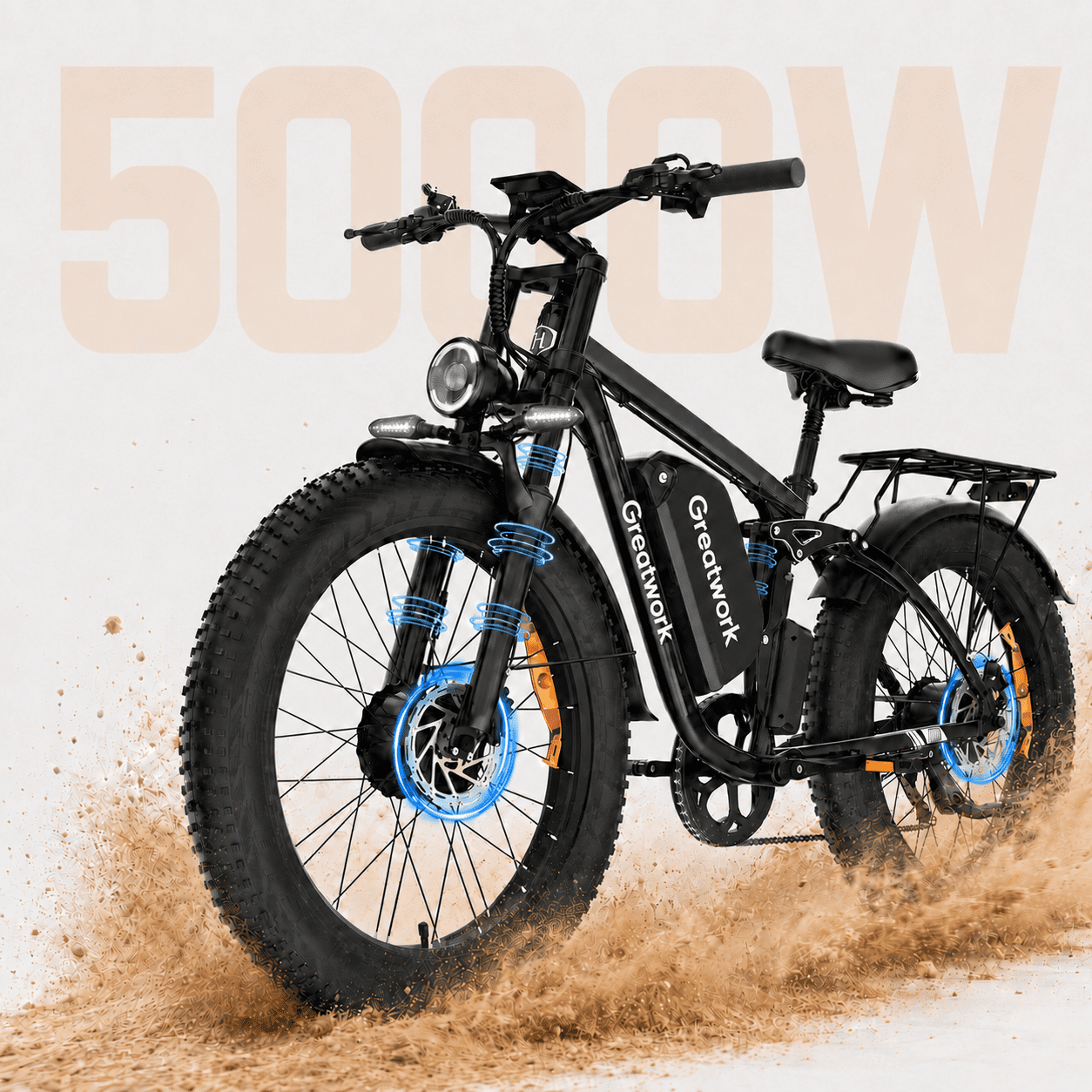 26 Electric Bike for Adult,5000w Dual Motors,up 100 Miles 52V 25Ah Ebike,26 x 4.0 Fat Tire Adult Bicycles for All Terrain,Mountain Commuter UL2849