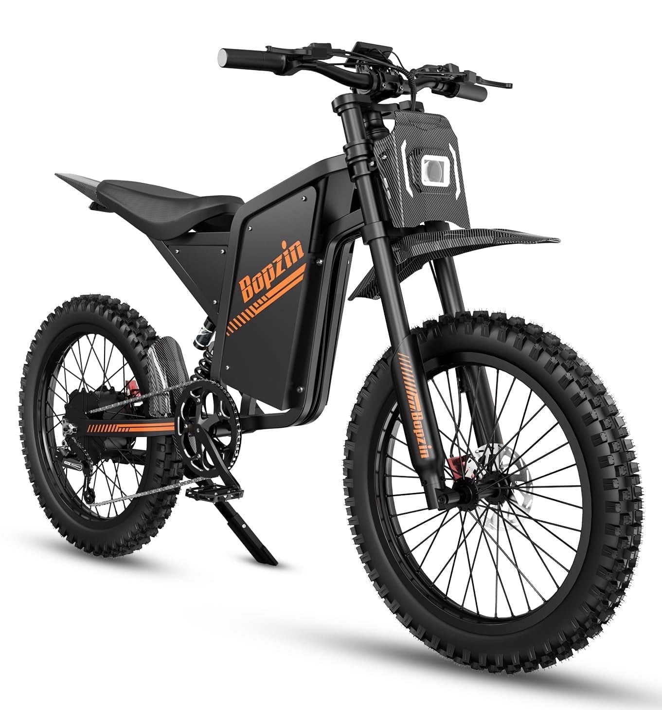 Bopzin Electric Dirt Bike for Adults, Smart App Anti-Theft, 60V 25Ah Up to 100 Miles, 3000W 20x3.0 Fat Tire Electric Bike UL2849
