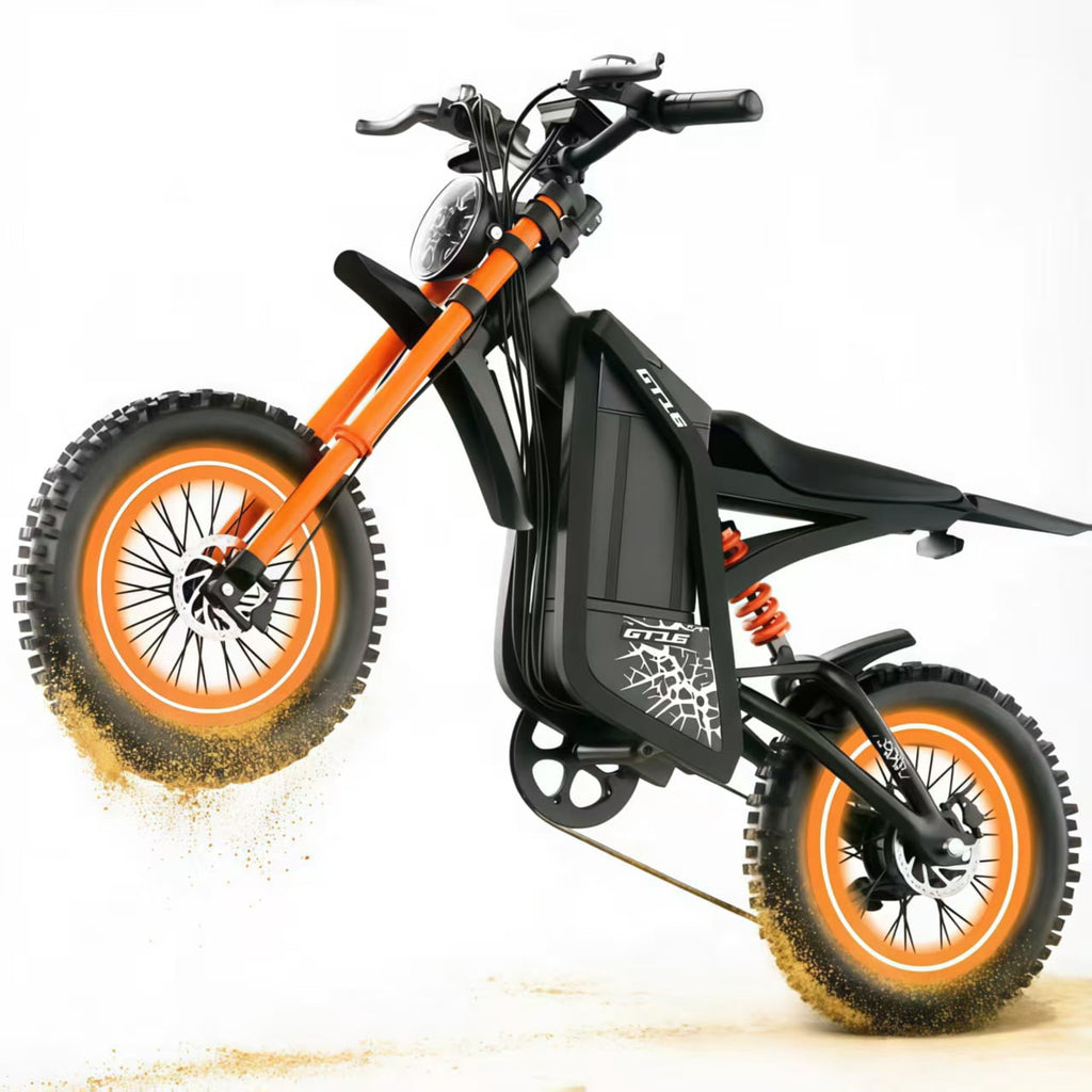 Electric Dirt Bike, 3000W Peak Motor, 35MPH Electric Motorcycle,48V/25AH Battery E Mountain bike, 5 PAS Speeds, Hydraulic Brakes, UL2849 Full Suspension 16 Off Road Tire
