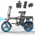 Electric Bike for Adults,  Electric Bicycle with 48V Removable Battery,14 Folding Ebike, 20MPH,30+ Miles(MAX),500W High Motor,Multi-Shock Absorption,UL 2849,Commuting Mini E Bikes