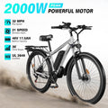 FENGQS 27.5 Electric Bike for Adults, 2000W Peak Power Motor Ebike, 35MPH 80Miles Electric Mountain Bike with 17.5AH Removable Battery-UL 2849, 21-Speed, White
