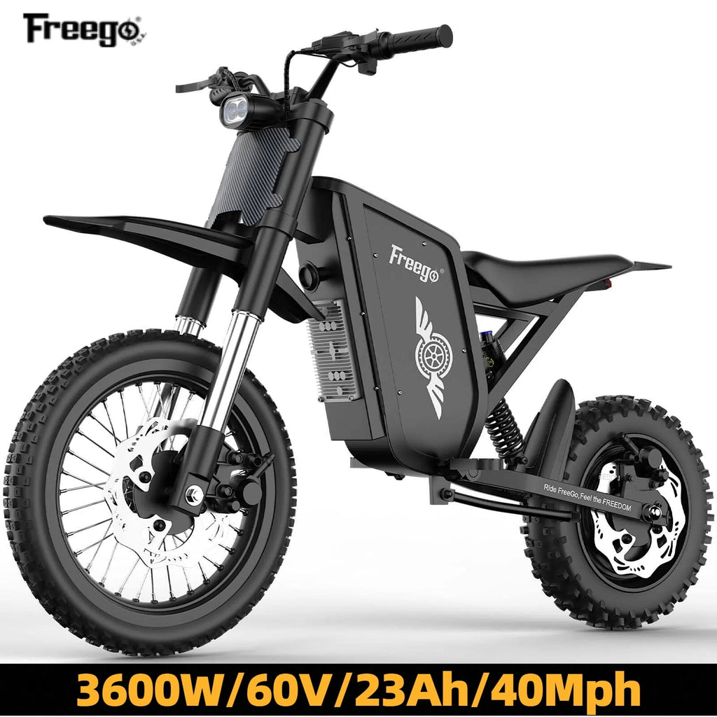 Freego X0 Electric Mountain Bike for Adults & Teens,3600W(Peak),60V 23AH Battery,40 MPH Top Speed,50 Miles Range,14/10 Tires,UL2849
