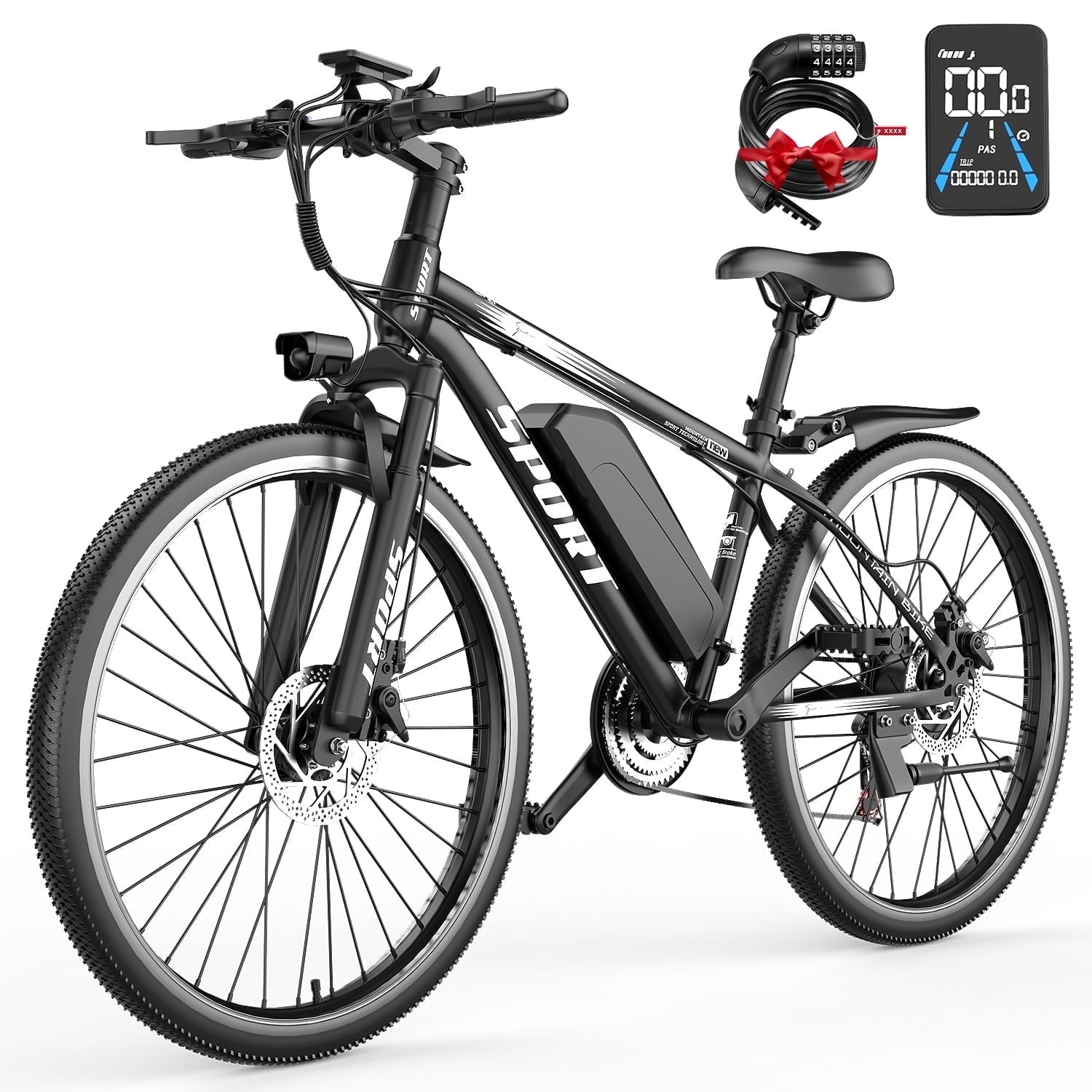 G26Electric Bike for Adults, 26 1200W Peak Motor, 65 Miles 28MPH Ebike, 480Wh Battery Electric Bicycle for Adults 7 Speed Electric Bicycles Front Fork Suspension,UL2849