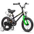 Glerc 14 inch Kids Bike for Child 3-5 Year old Boys Girls with Water Bottle Holder & Headlight & Training Wheels, Black