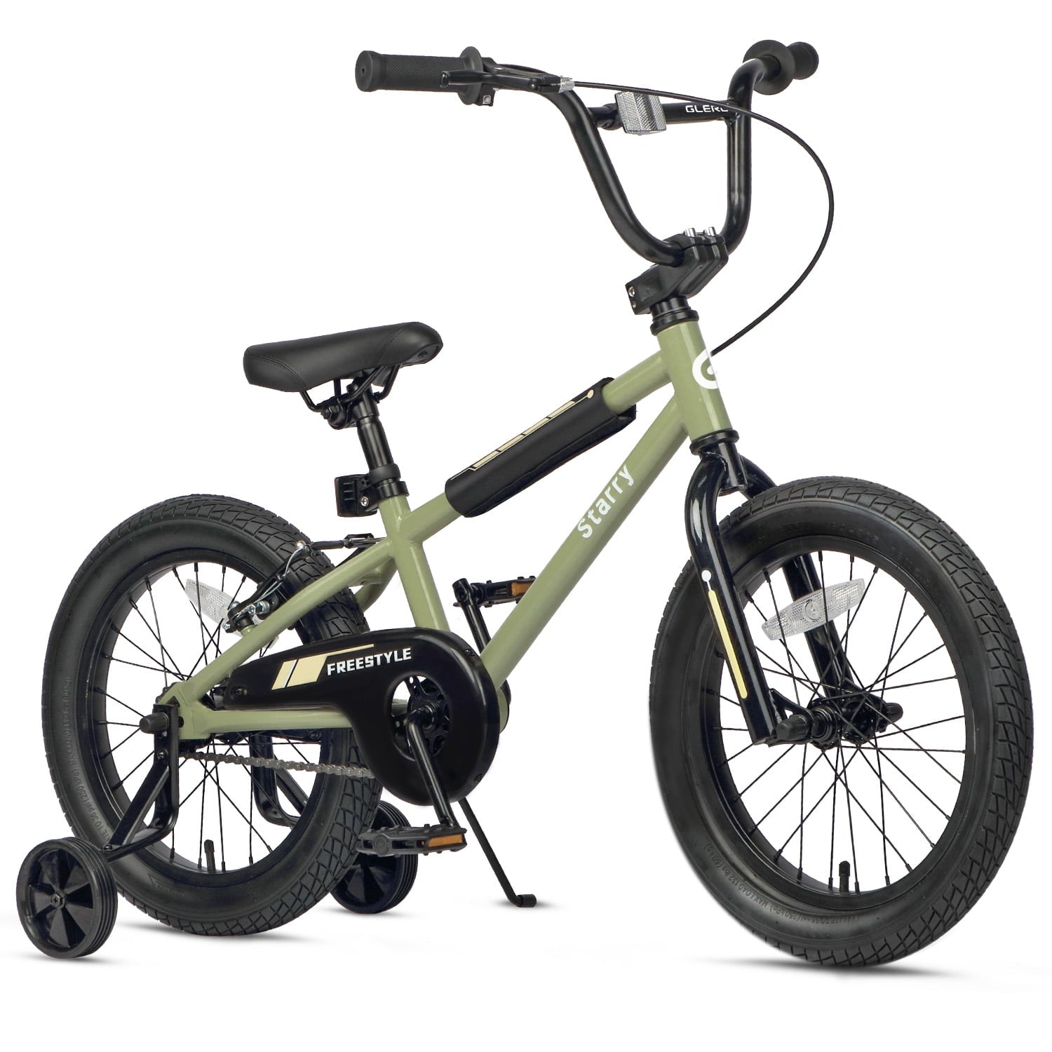 Glerc 14 Inch Little Kids Bike BMX Style Bicycle with Training Wheels Coaster Brake for 3 4 5 Years Old Boys Girls, Blue