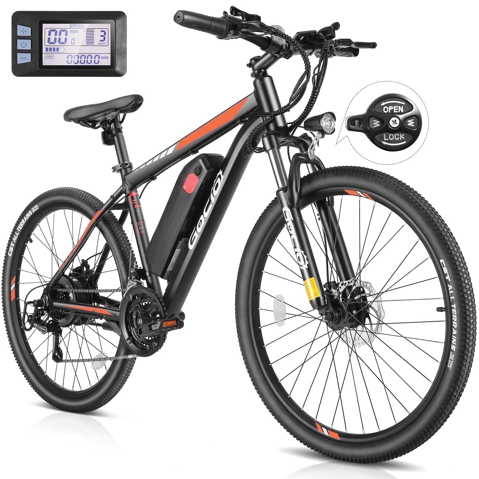 Gocio Electric Bike for Adults, 27.5 E-Mountain Bike, Lockable Suspension Fork, 750W Peak Power Motor, 48V/10.4AH, 19.8 MPH, 21 Speed, UL 2849