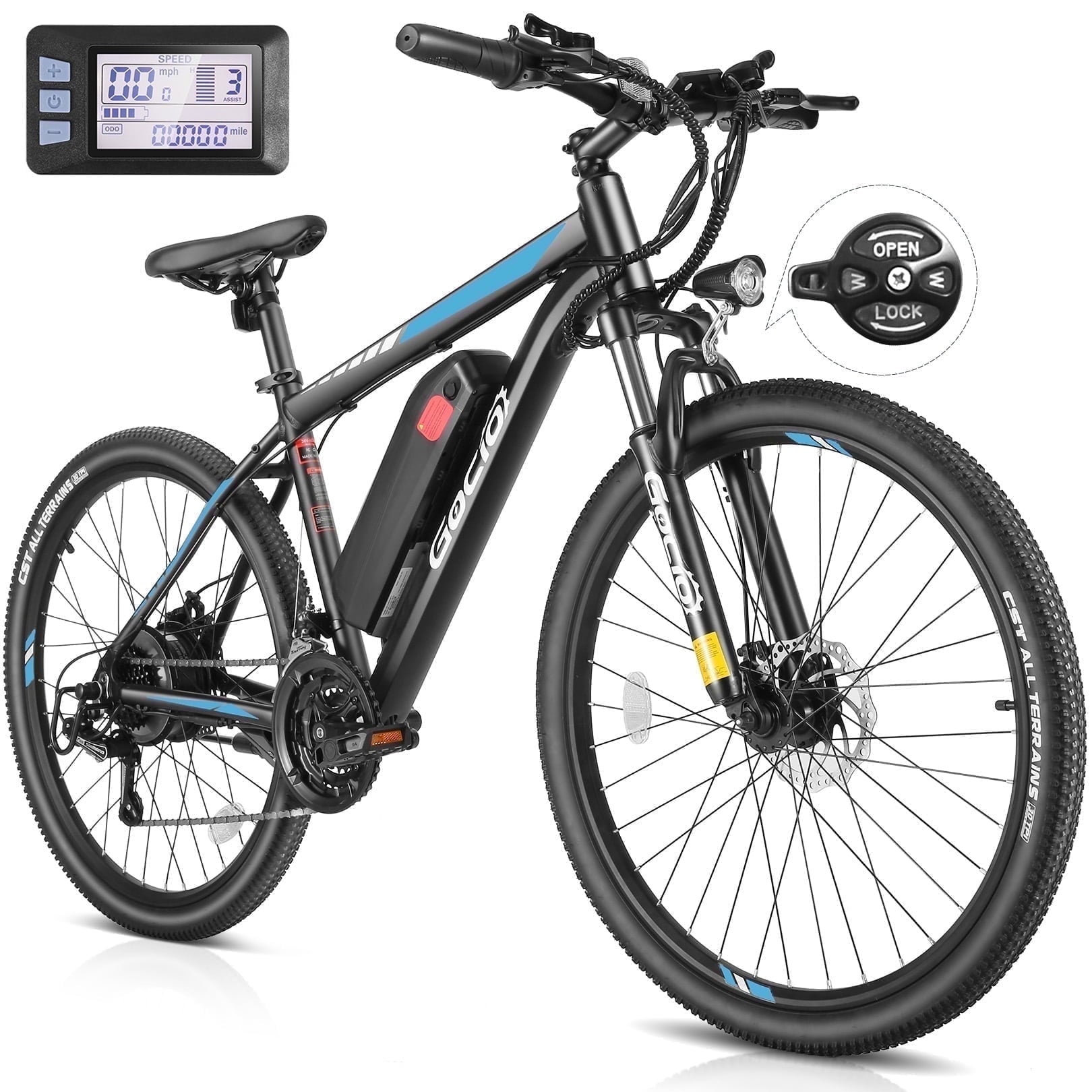 Gocio Electric Bike for Adults, 27.5 E-Mountain Bike, Lockable Suspension Fork, 750W Peak Power Motor, 48V/10.4AH, 19.8 MPH, 21 Speed, UL 2849