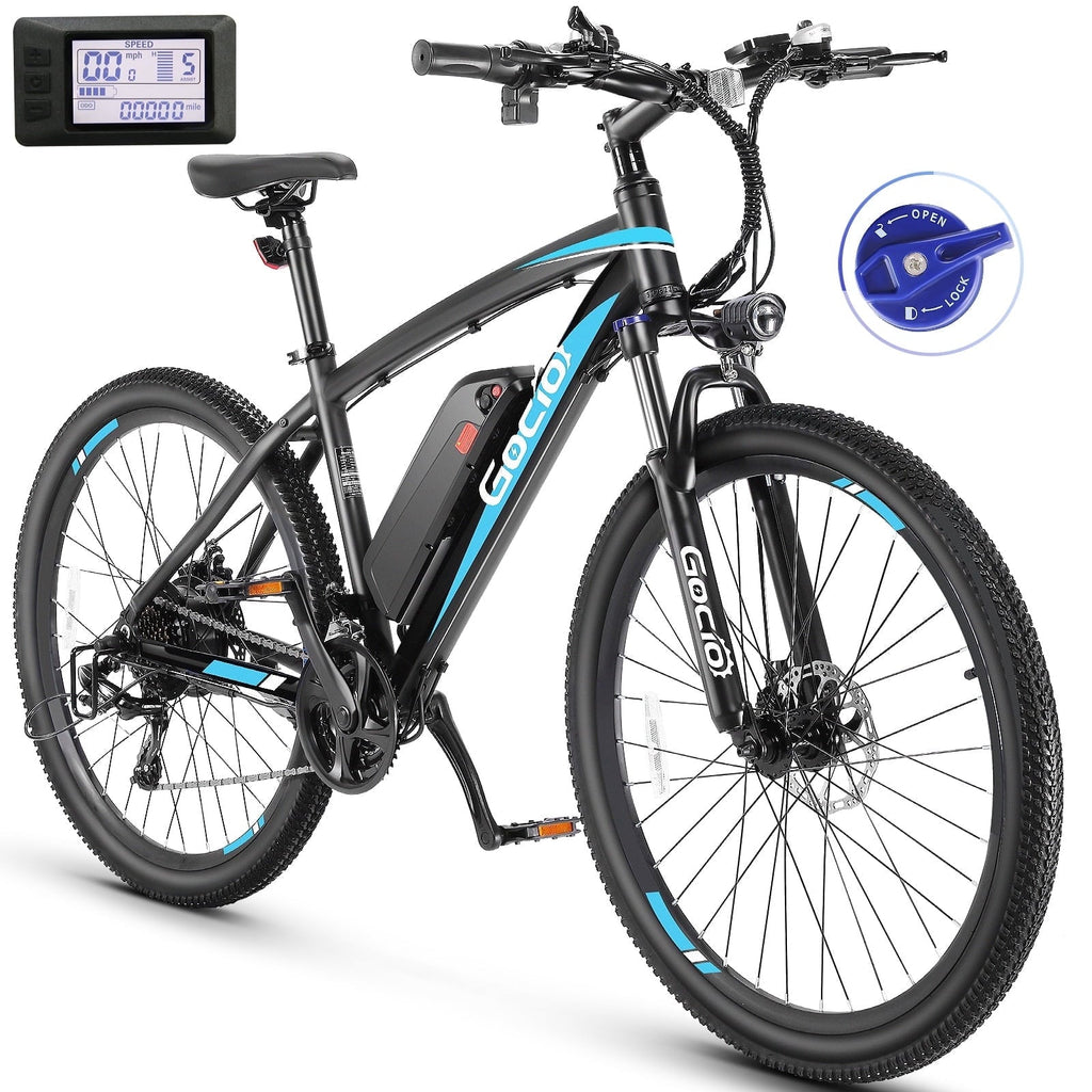 Gocio 27.5 Electric Mountain Bike for Adults, 750W Peak Motor, 48V 10.4Ah Battery, 20MPH, 21 Speed, Lockable Front Suspension, UL2849 Certified