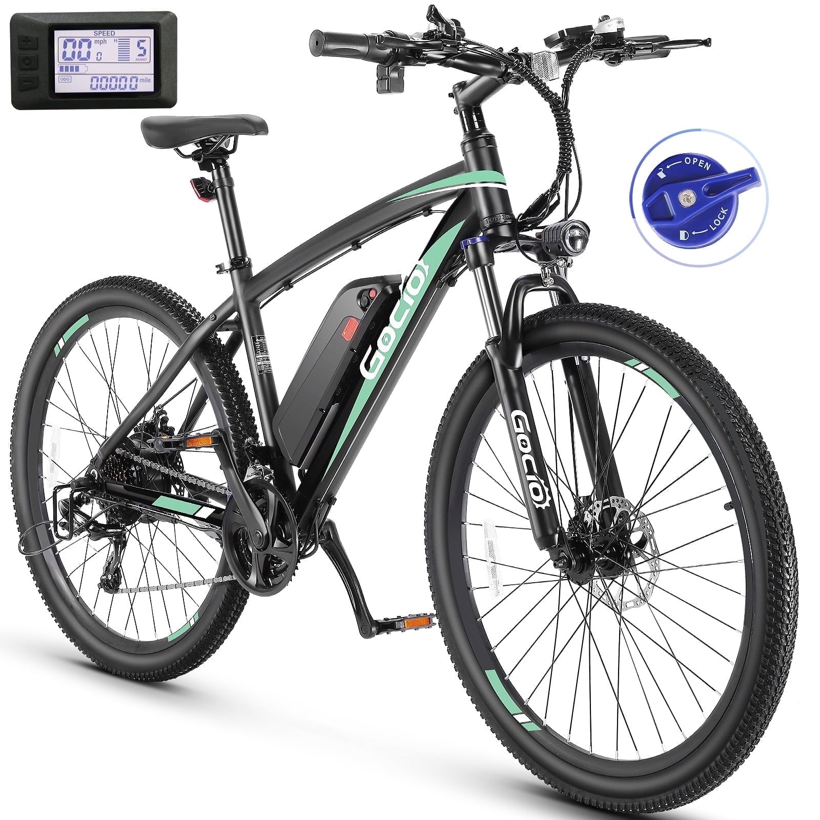 Gocio 27.5 Electric Mountain Bike for Adults, 750W Peak Motor, 48V 10.4Ah Battery, 20MPH, 21 Speed, Lockable Front Suspension, UL2849 Certified