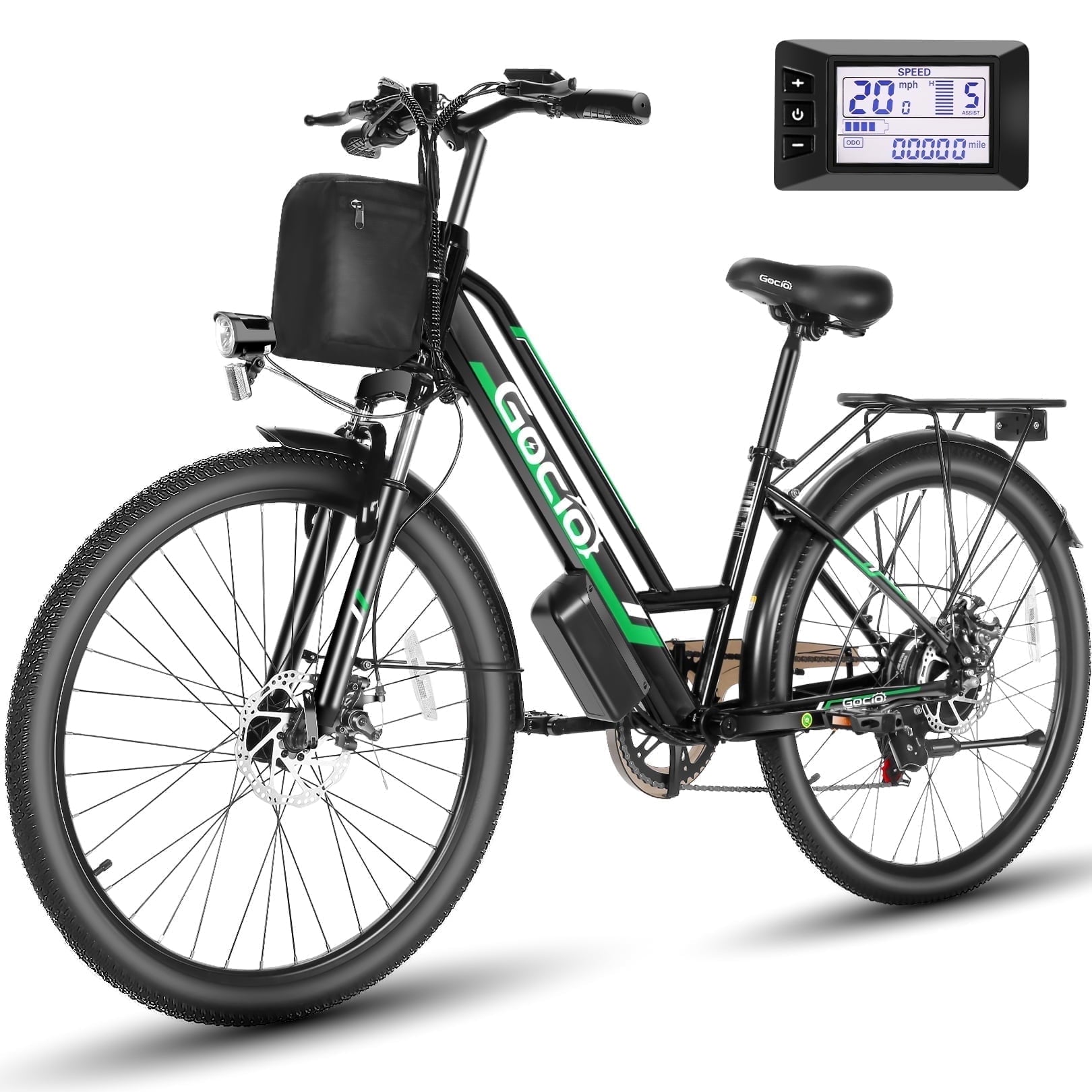 Gocio UL2849 Certified 26 Electric Bike for Adults, 750W Peak Motor, 48V 7.8Ah Battery, 19.8 mph 7-Speed Commuter Ebike with Disc Brakes