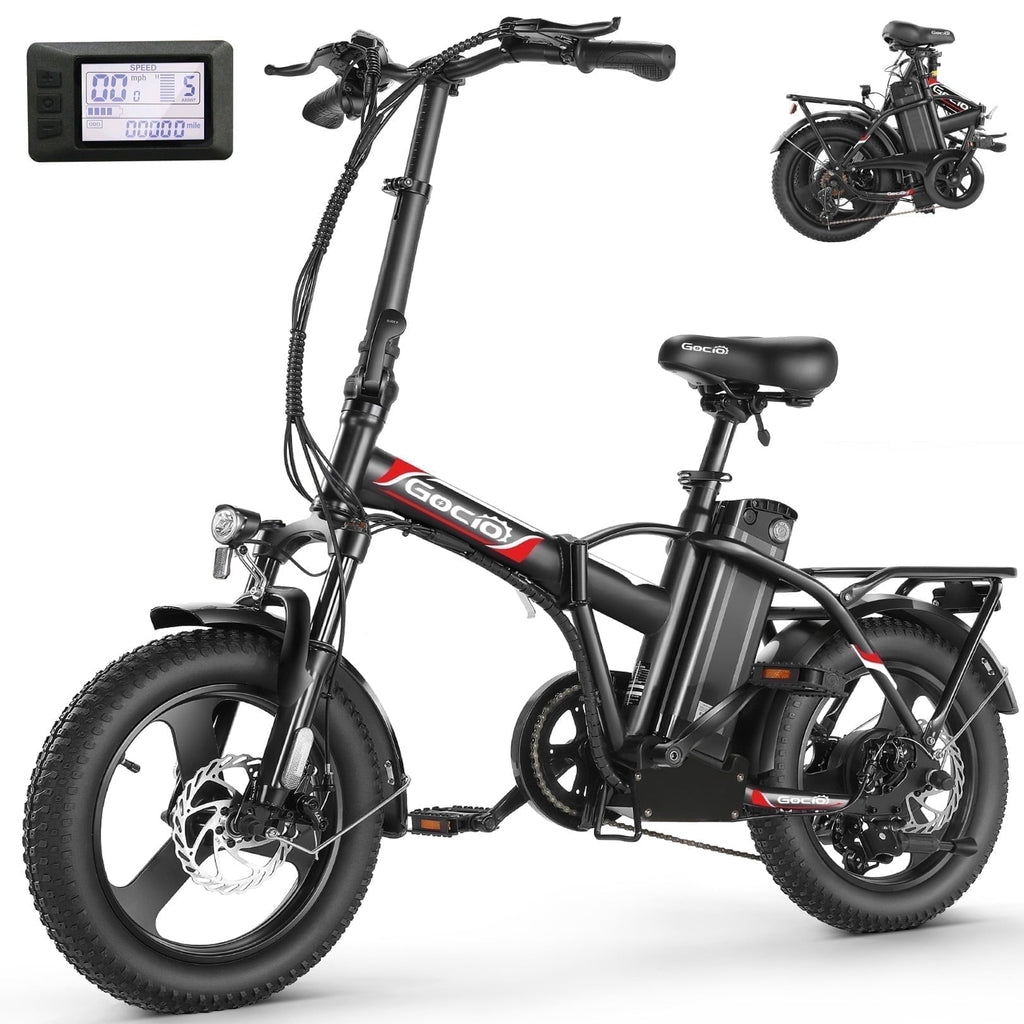 Gocio Peak 750W Electric Bike, 16 x 3.0 One-Piece Fat Tire Foldable Electric Bicycle for Adults Women, 48V 374.4Wh Removable Battery Ebikes, 20MPH Commuter E Bike for Teenager UL2849 Certified