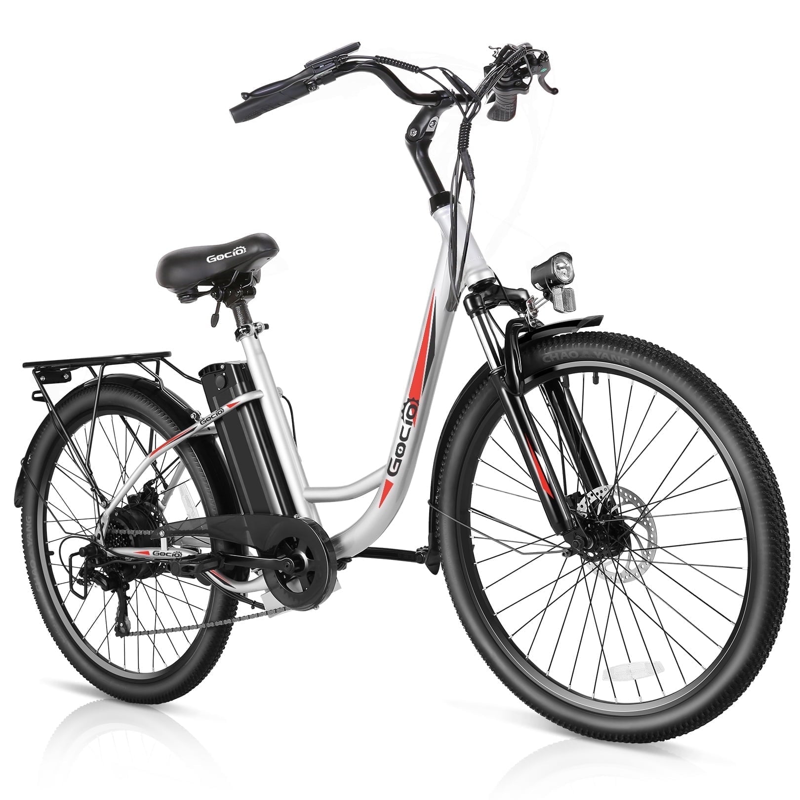 Gocio 26 Electric Bike for Adults, 500W Motor, City Commuter E-Bike, 48V 7.8Ah Removable Battery, Max 19.8Mph, 7 Speed, UL2849