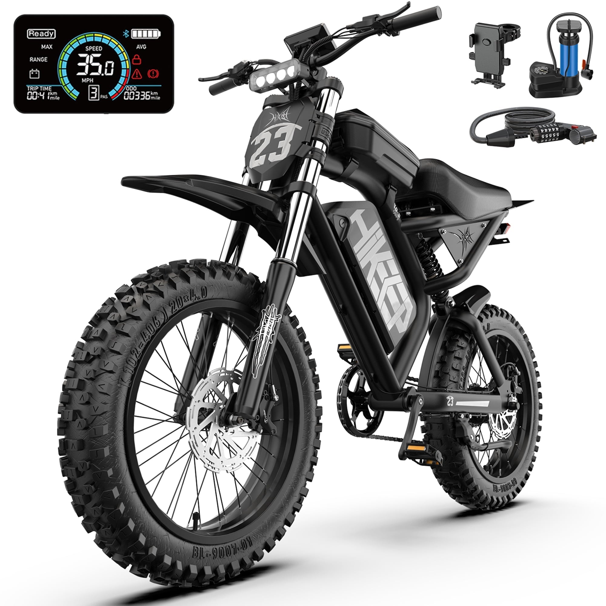 HiKeep 1500W/3000W Peak Off-Road Electric Bike for Adults, 52V 40Ah UL Battery, 20x4 Fat Tire Dirt Ebike, 40MPH E-Mountain Bike, 40-85 Miles Range, UL 2849