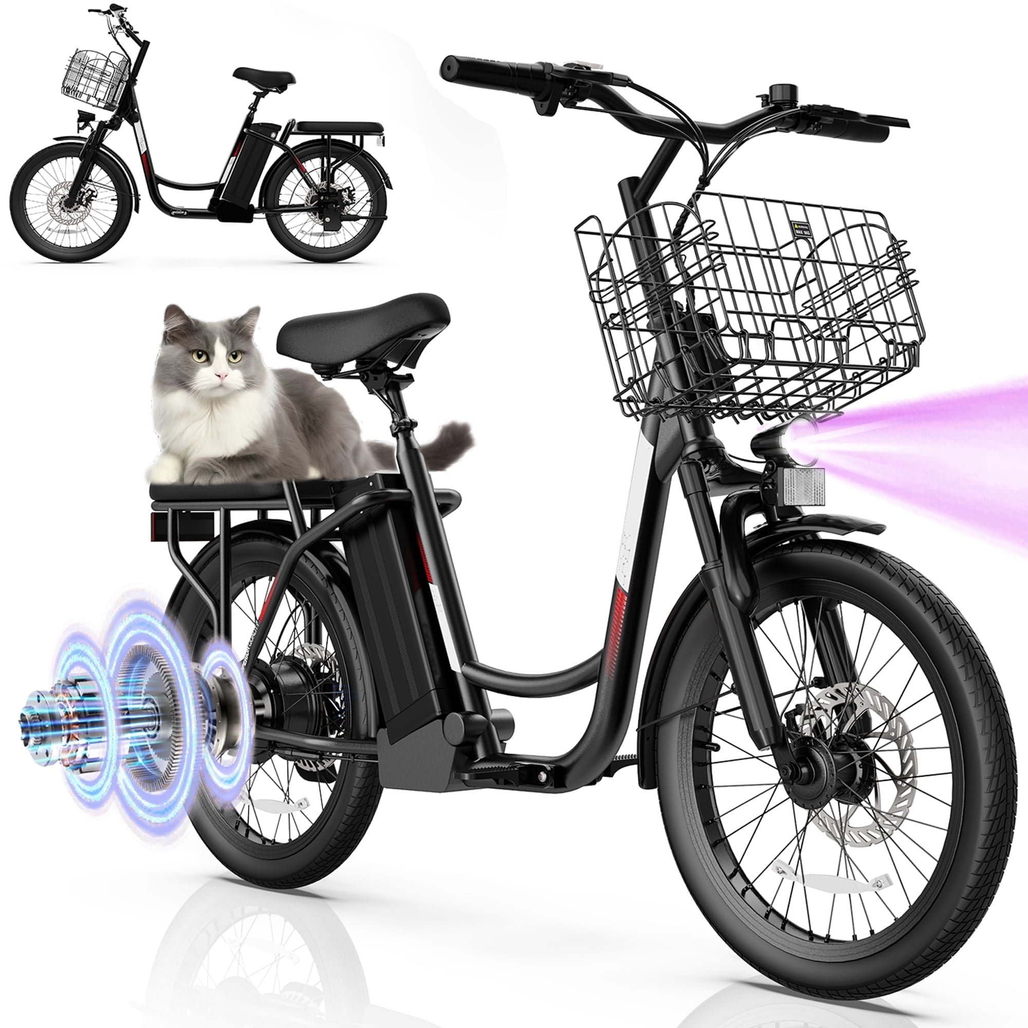 SANOPY 500W Electric Bike for Adults,48V Removable Battery,20 Mile Range&20MPH Max Speed,Electric Scooter with Seat,Commuter E-scooter for Adults and Teens,Gray,UL2272