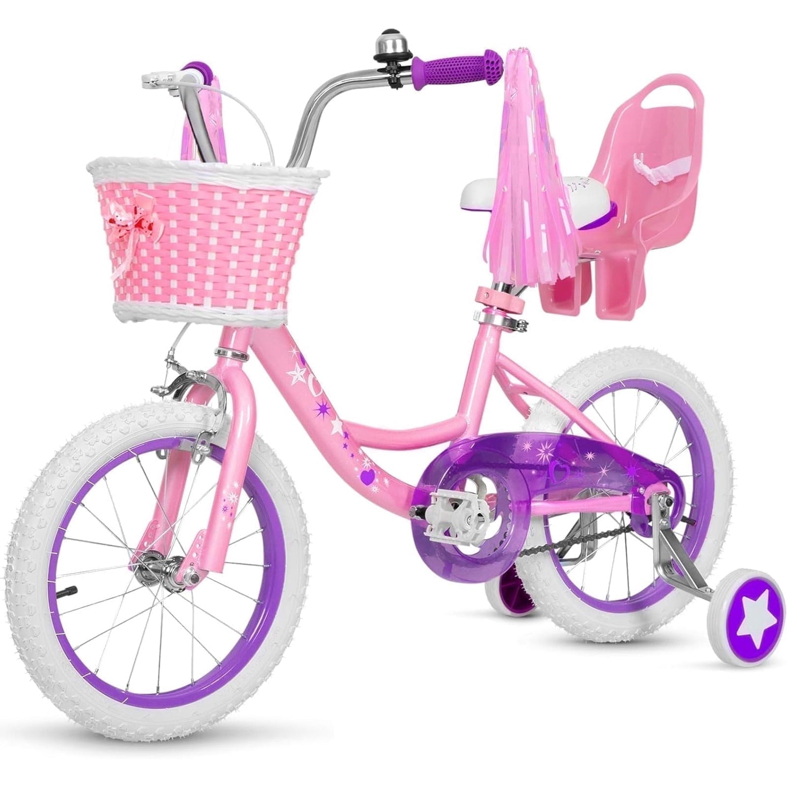 Hykolity 14 inch Girls Bike Princess Bicycle for Age 3-5 Years Old Rider Height 35-47 inch includes Training Wheel Basket Doll Seat Aqua Blue