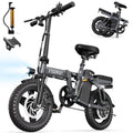 INSDRGN Folding Electric Bike for Adults Teens, 650W Peak Motor, 10.4AH 48V Battery 14 Electric Bicycles, 28 Miles Range, Mini Ebike for City Commuter, UL2849, Gray
