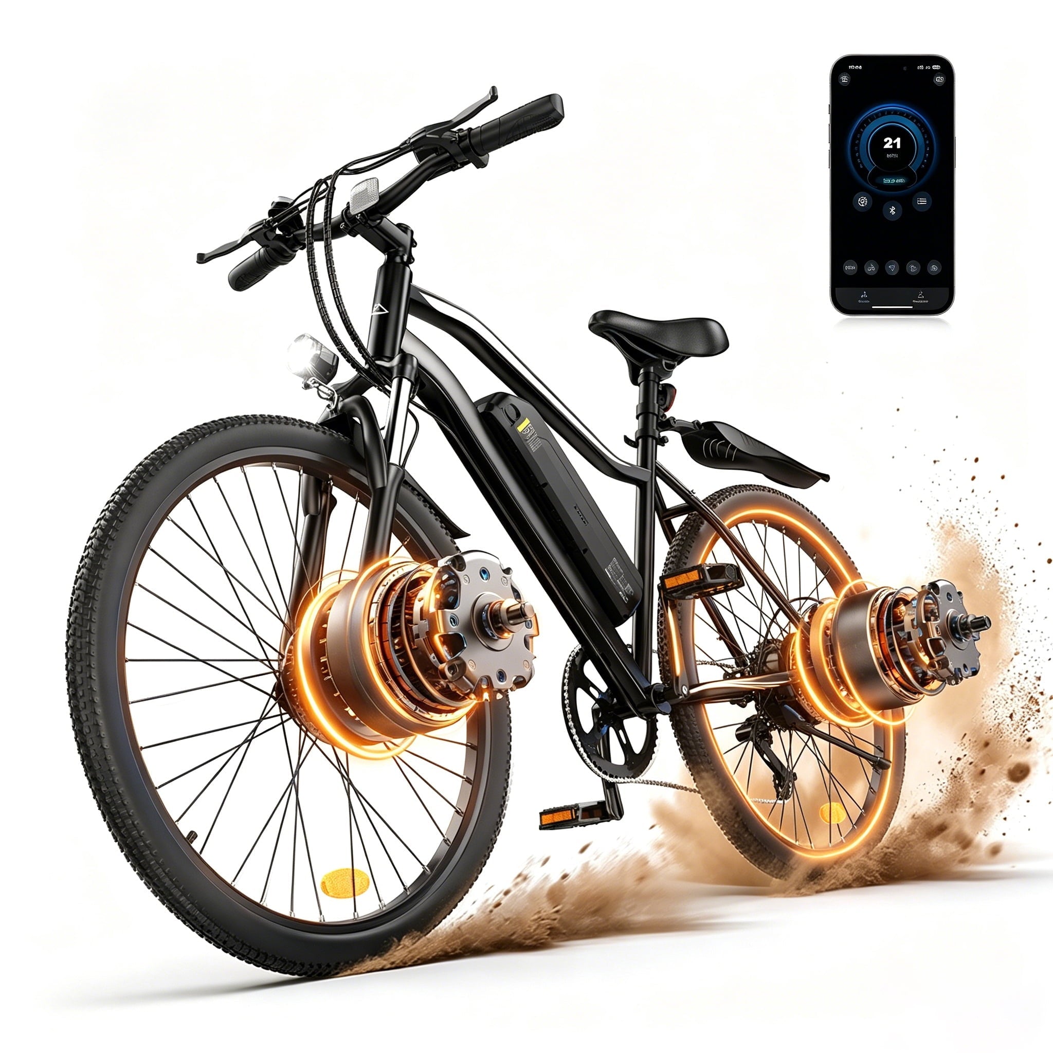 Adult Electric Bike 750W Peak Motor,20MPH E-Bike with 55 Miles+ Range,36V 15Ah Battery,Mountain Electric Bicycle for All-Day Trail Riding,Black