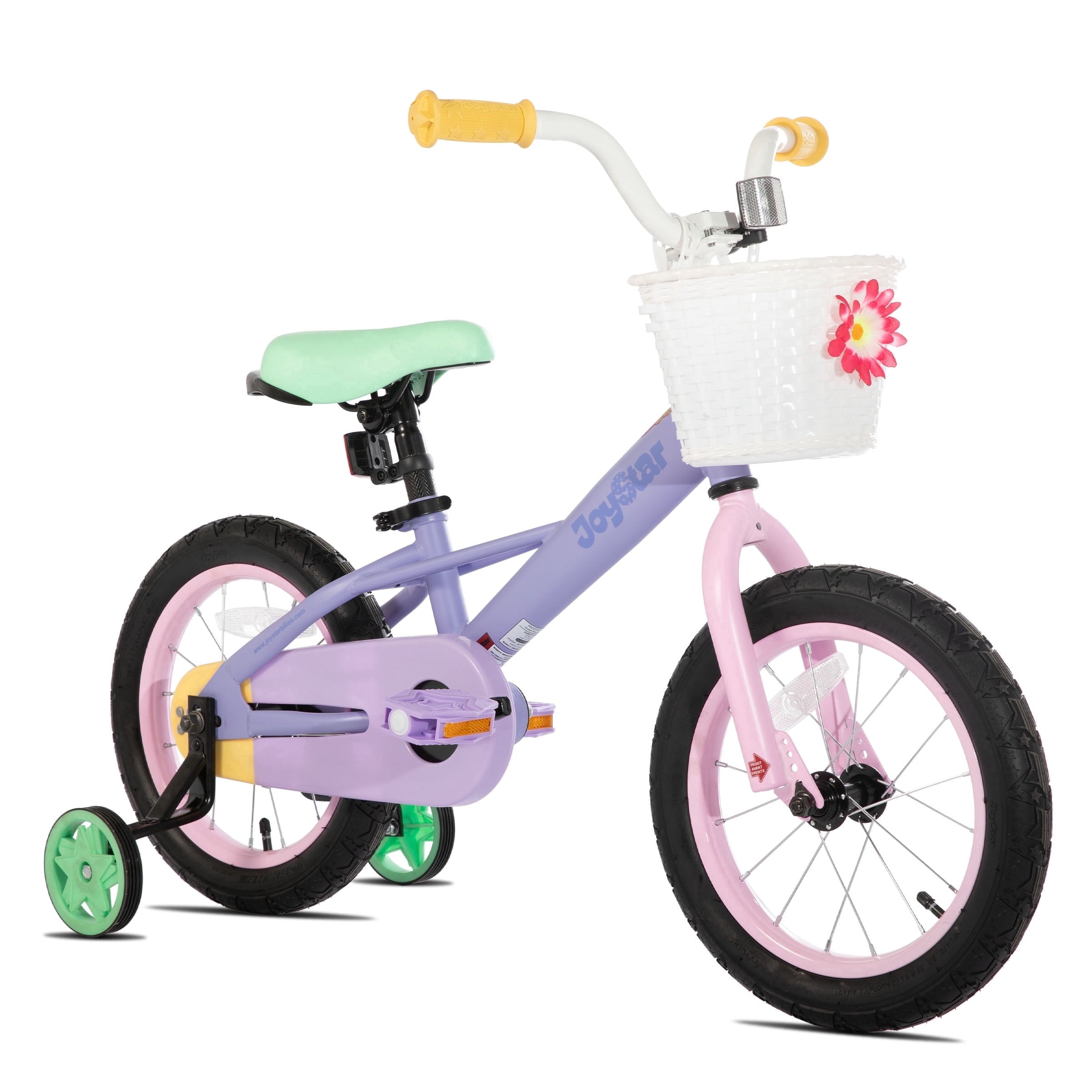 JOYSTAR 12 14 16 Kids Bike for 2-7 Years Girls 33-53 Inch Tall, Rainbow Toddler Bicycle with Basket, Training Wheels & Coaster Brake, 85% Assembled, Macarons