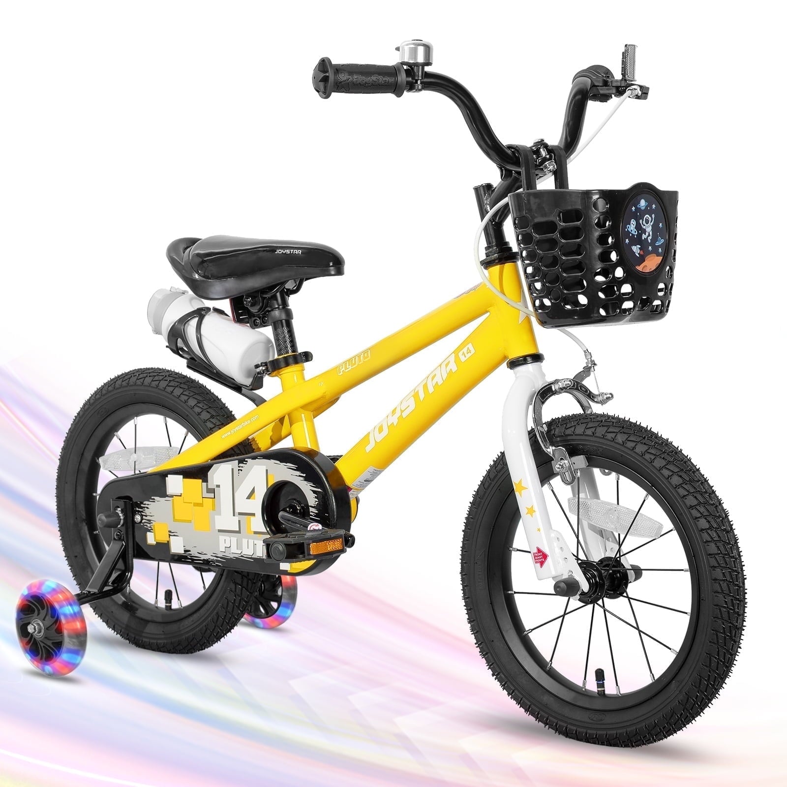 JOYSTAR Pluto Kids Bike with Training Wheels for 14 inch Bike, Gray