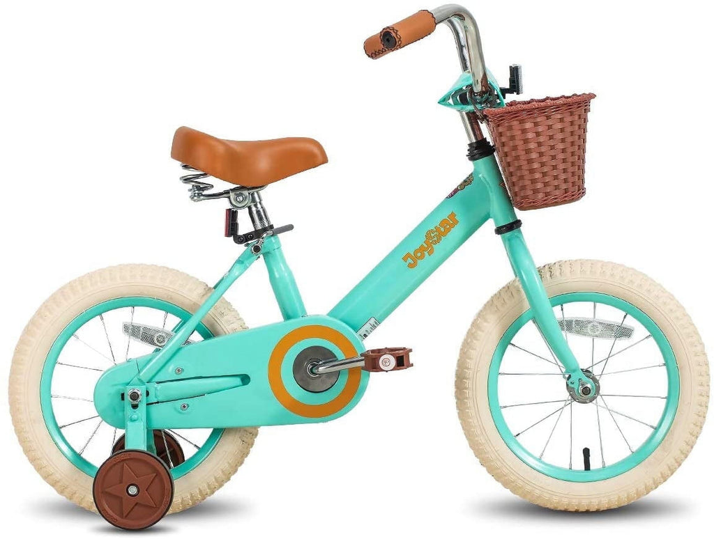 JOYSTAR Vintage Kids Bike with Basket & Training Wheels,12 14 16 20 24 Inch Kids Bike for 2-14 Years Old Girls & Boys, Green