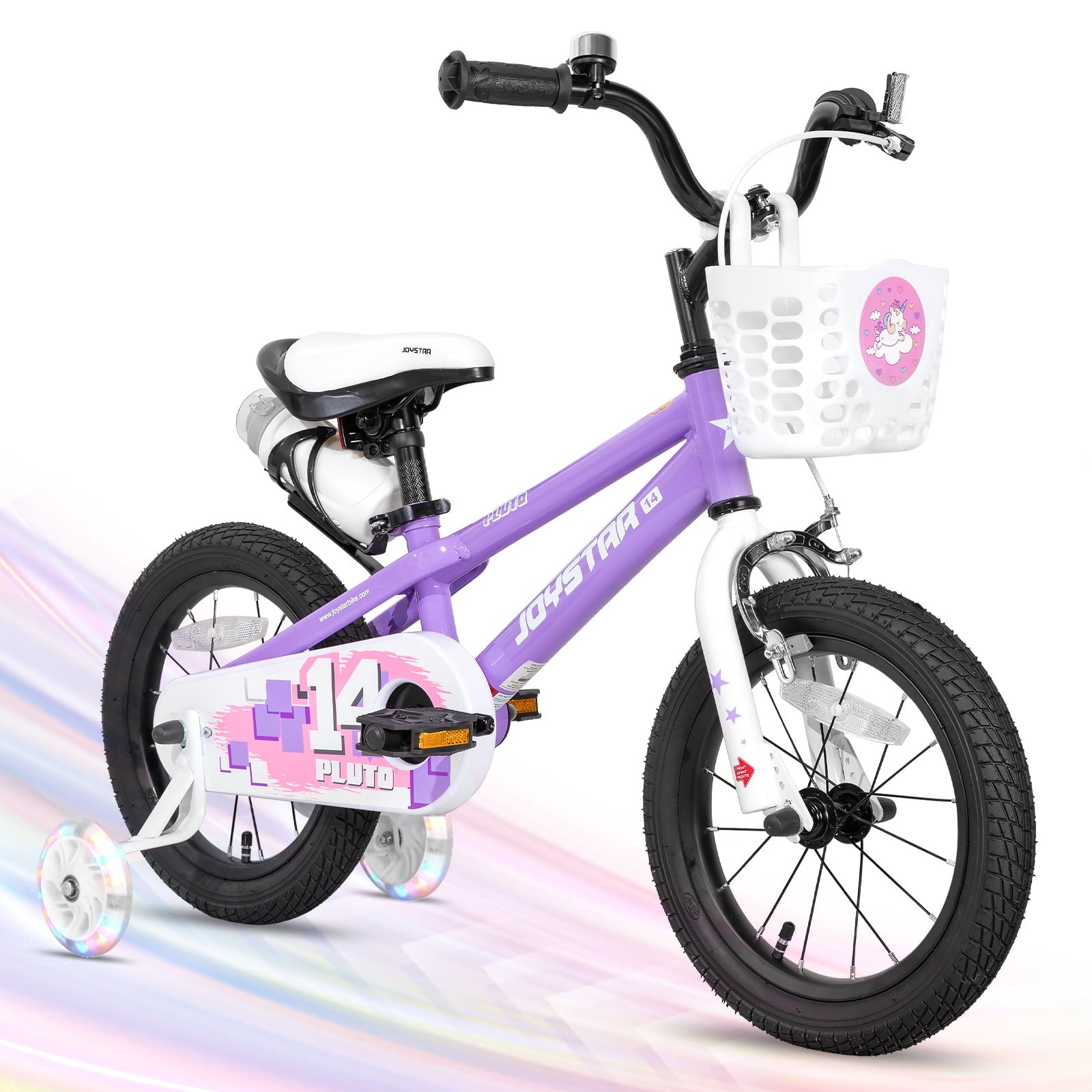 JOYSTAR Pluto Kids Bike with Training Wheels for 12 inch Bike, Gray