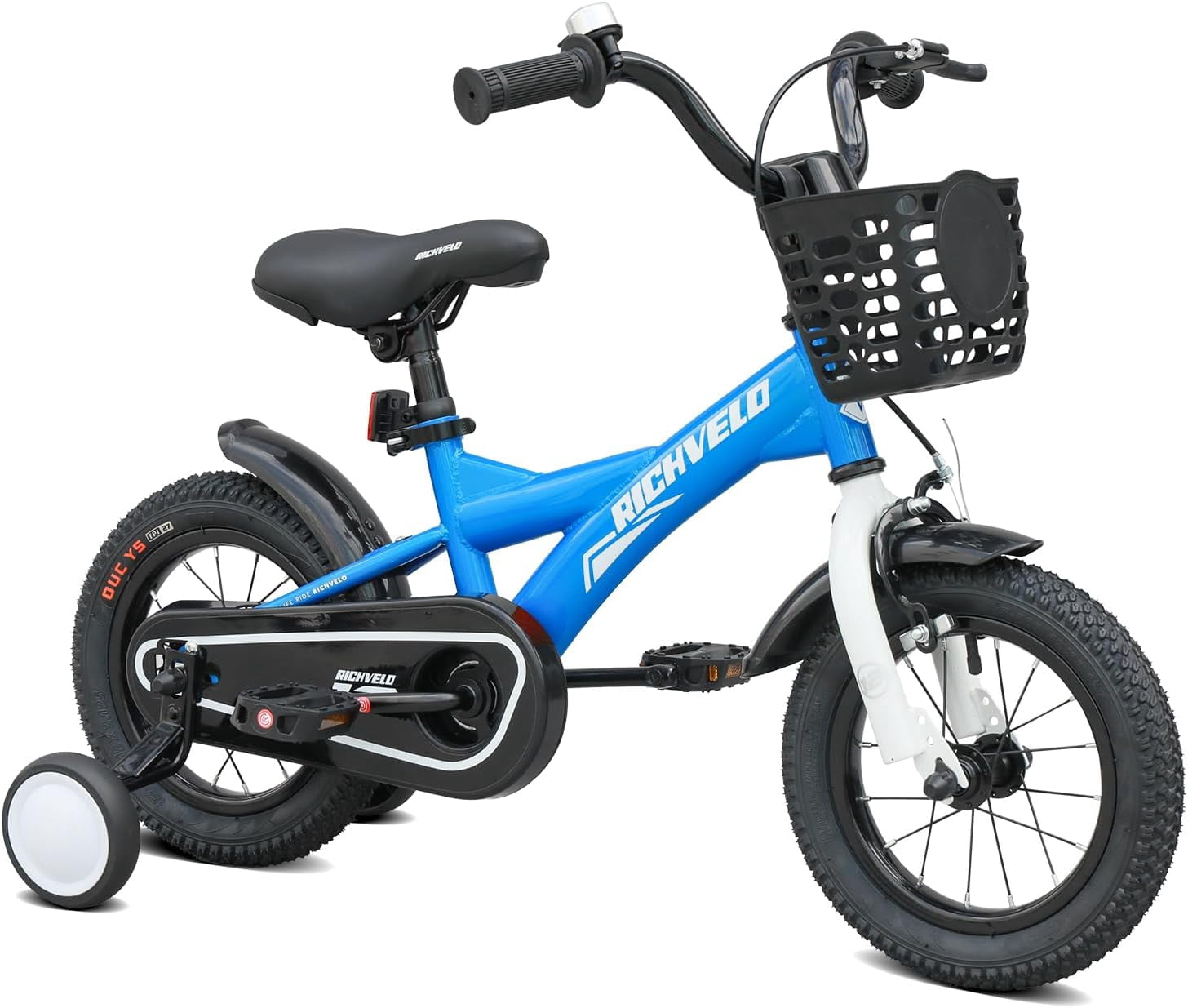 Kids Bike 12 Inch for Boys Girls, BMX Style Kids' Bicycle with Removable Training Wheels and Basket, Coaster Brake Toddlers Children's Bicycle Gift for Boys Girls 2-4 Years Old, Blue
