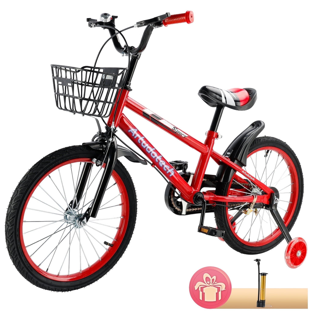 Kids Bike for Ages 3-10 Years Old Boys Girls, 14/16/18 Inch Kid's Bikes with Training Wheels, Basket, Dual Brake, Children Bicycle for Kids and Toddler Beginners, Pink/Red
