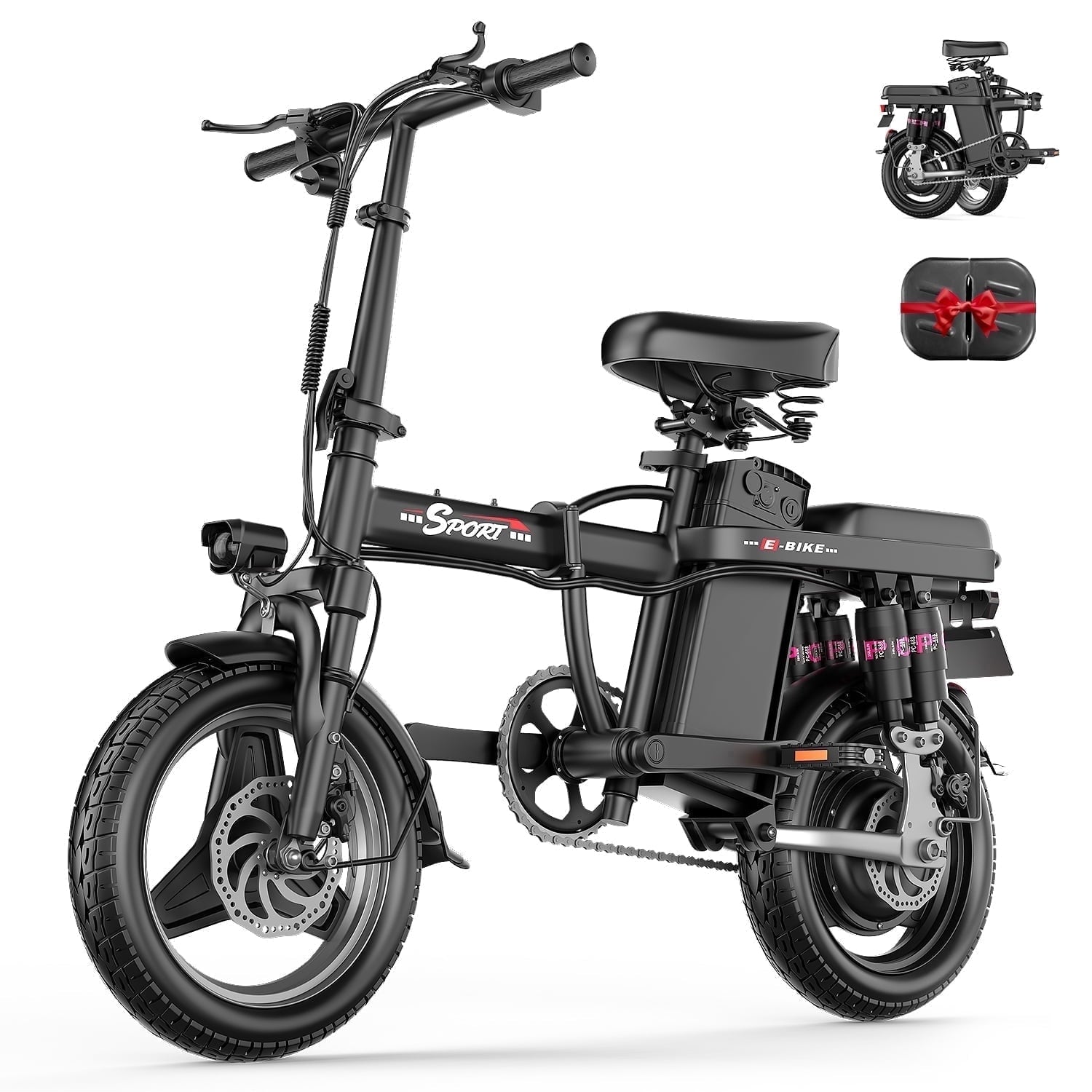 ASKGO F9 Adult Folding Electric Bike, 1200W 25 MPH 25 Miles, 48V 13Ah Removable Battery, Meets Daily Commuting,Going Out and Playing,Give the best gift,Folding Ebike for Adult with Two Seats .UL2849