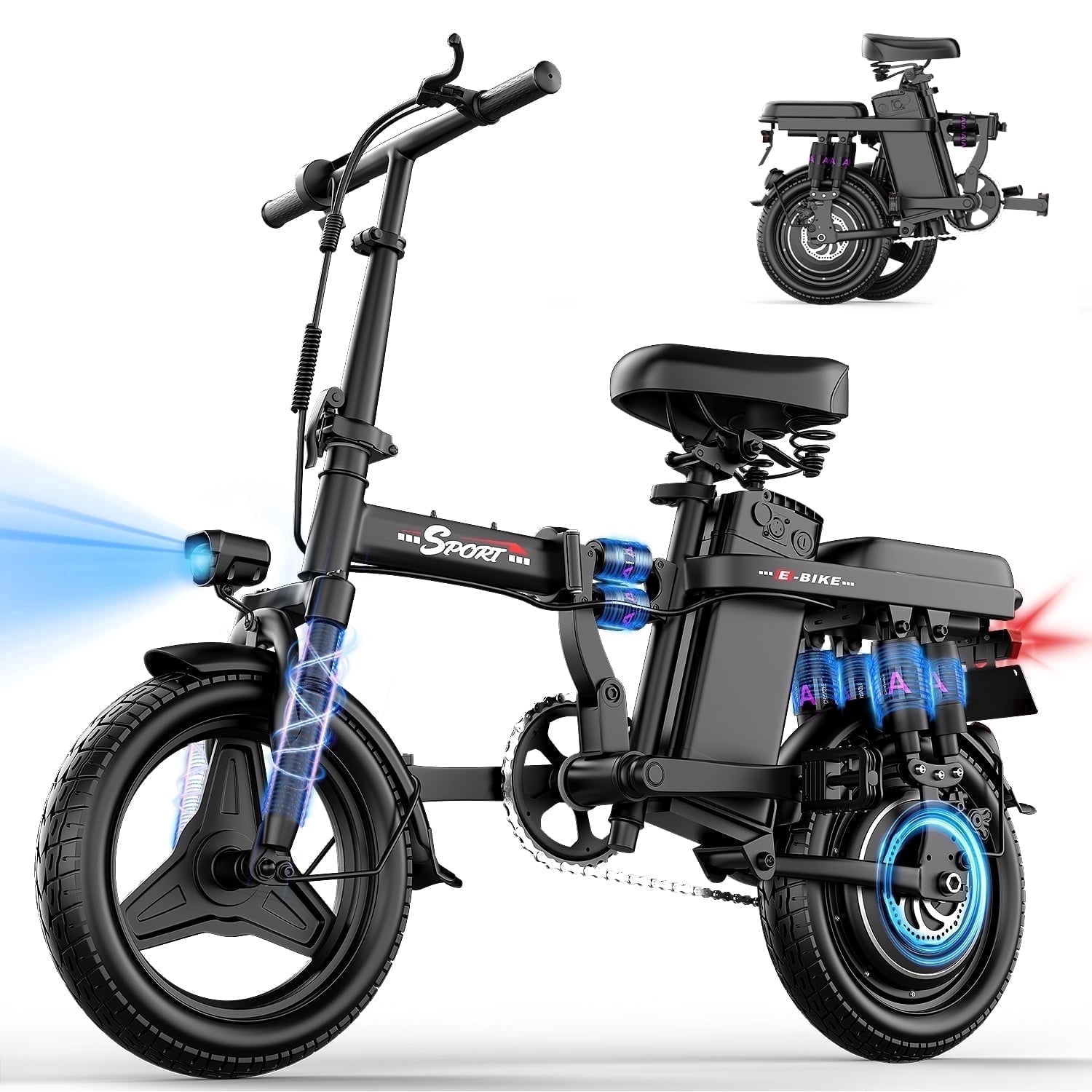 ASKGO F9 Adult Folding Electric Bike, 1200W 25 MPH 25 Miles, 48V 13Ah Removable Battery, Meets Daily Commuting,Going Out and Playing,Give the best gift,Folding Ebike for Adult with Two Seats .UL2849