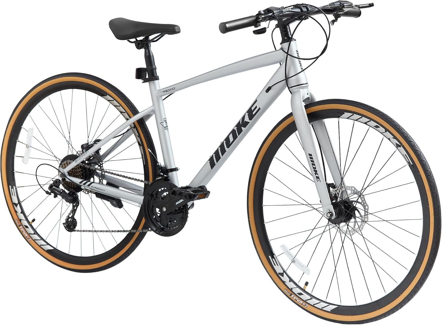 Mens Road Bike, NEORIVER 700C 24-Speed Hybrid Bike for Adults, Features Dual Disc Brakes, Trigger Shifting, Internal Wiring & Lightweight Frame for City Commuting